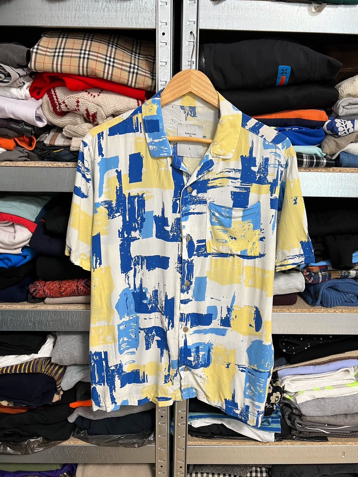 Percival Percival Men’s Short Sleeve Button Shirt Multicolor Size L Size US L / EU 52-54 / 3 - 1 Thumbnail