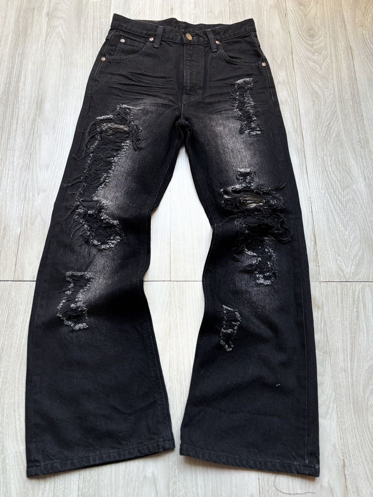 Japanese Brand LEE distressed flare jeans Size US 27 - 1 Thumbnail