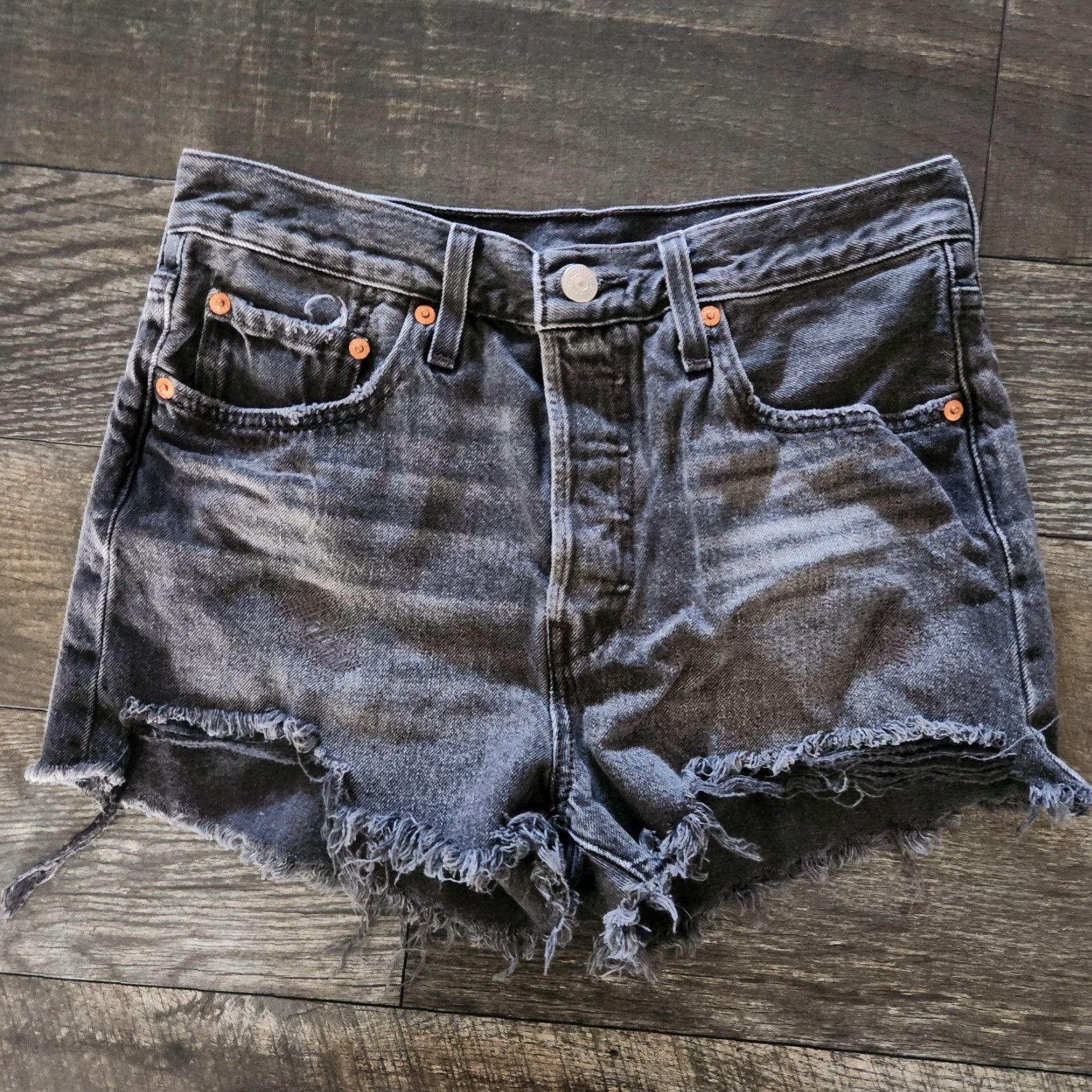 Levi's Levi's 501 High Cut-Off Denim Short Women Size 27 Button Fly Regular Fit Black White Pattern Logo 5-Pocket Vintage No Mens Womens Size 27" / US 4 / IT 40 - 2 Thumbnail