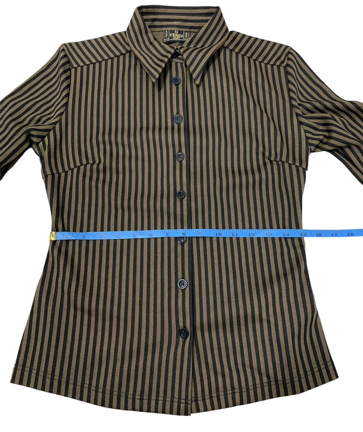 Fendi Fendi Striped Button-Up Shirt Slim Fit Brown Black Size M / US 6-8 / IT 42-44 - 4 Thumbnail