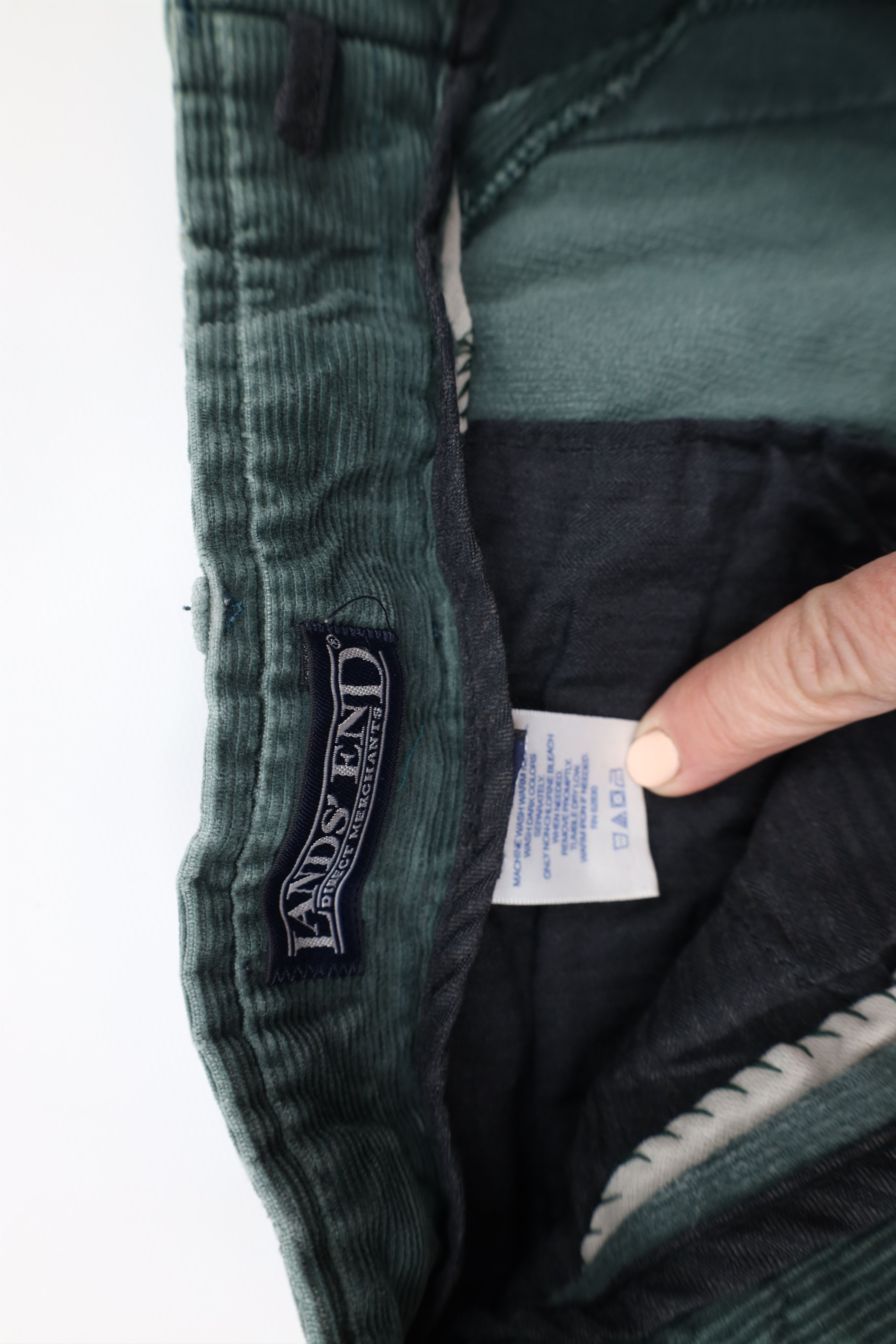 Lands' End × Vintage Vintage 90s Lands End Wide Leg Corduroy Chino Pants Green Size US 36 / EU 52 - 10 Thumbnail