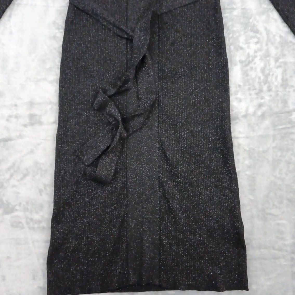 DKNY DKNY Sweater Dress Large Black Silver Glitter Long Pullover Belted Size L / US 10 / IT 46 - 5 Thumbnail