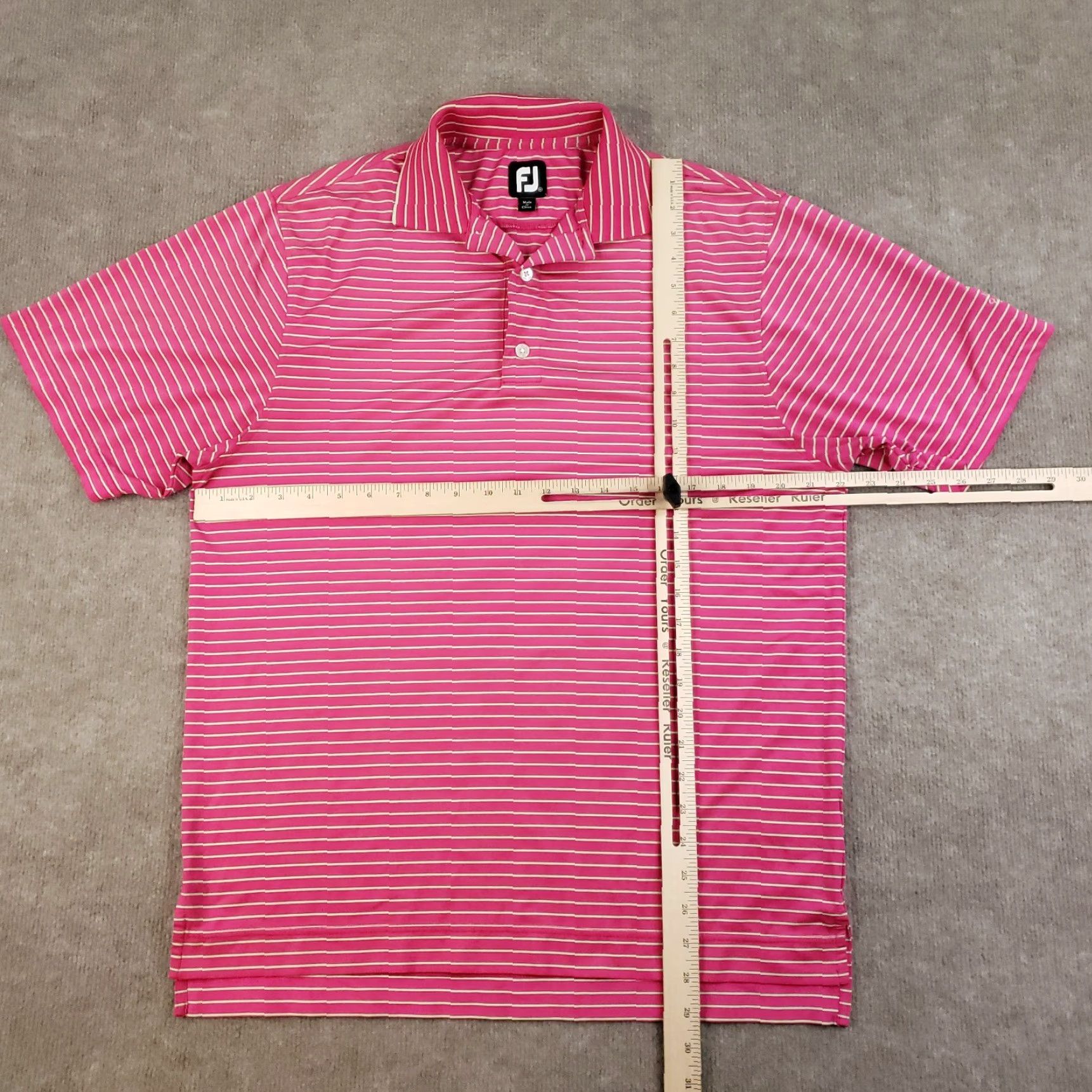 Footjoy FootJoy Polo Shirt Mens M Pink Striped Short Sleeve Stretch Golf Logo Size US M / EU 48-50 / 2 - 2 Thumbnail