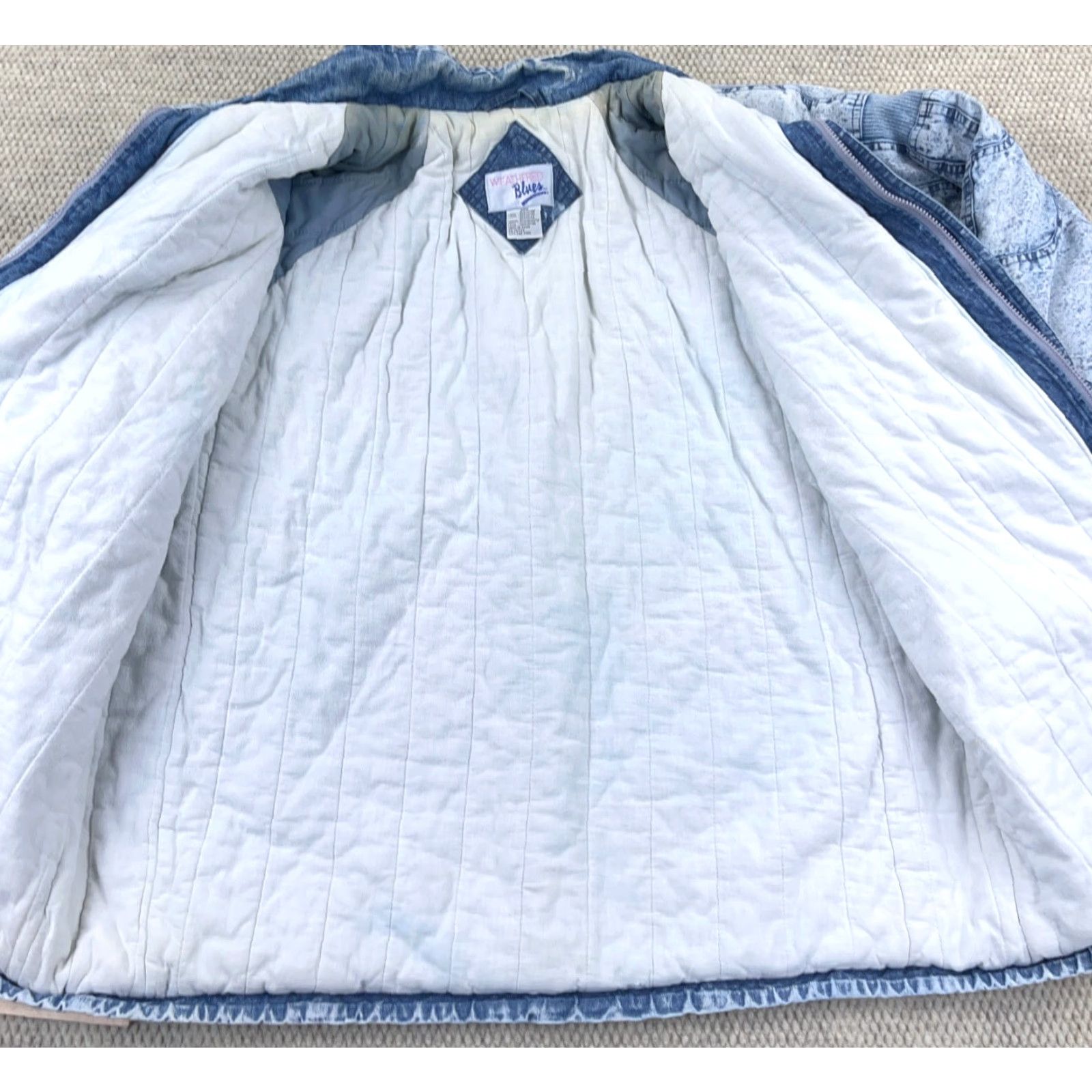 Denime VINTAGE Weathered Blues Denim Jacket Women 20W Casual Bomber Coat Fall Winter Spring Oversized Blue 80s 90s Size 3XL / US 20-22 - 4 Thumbnail