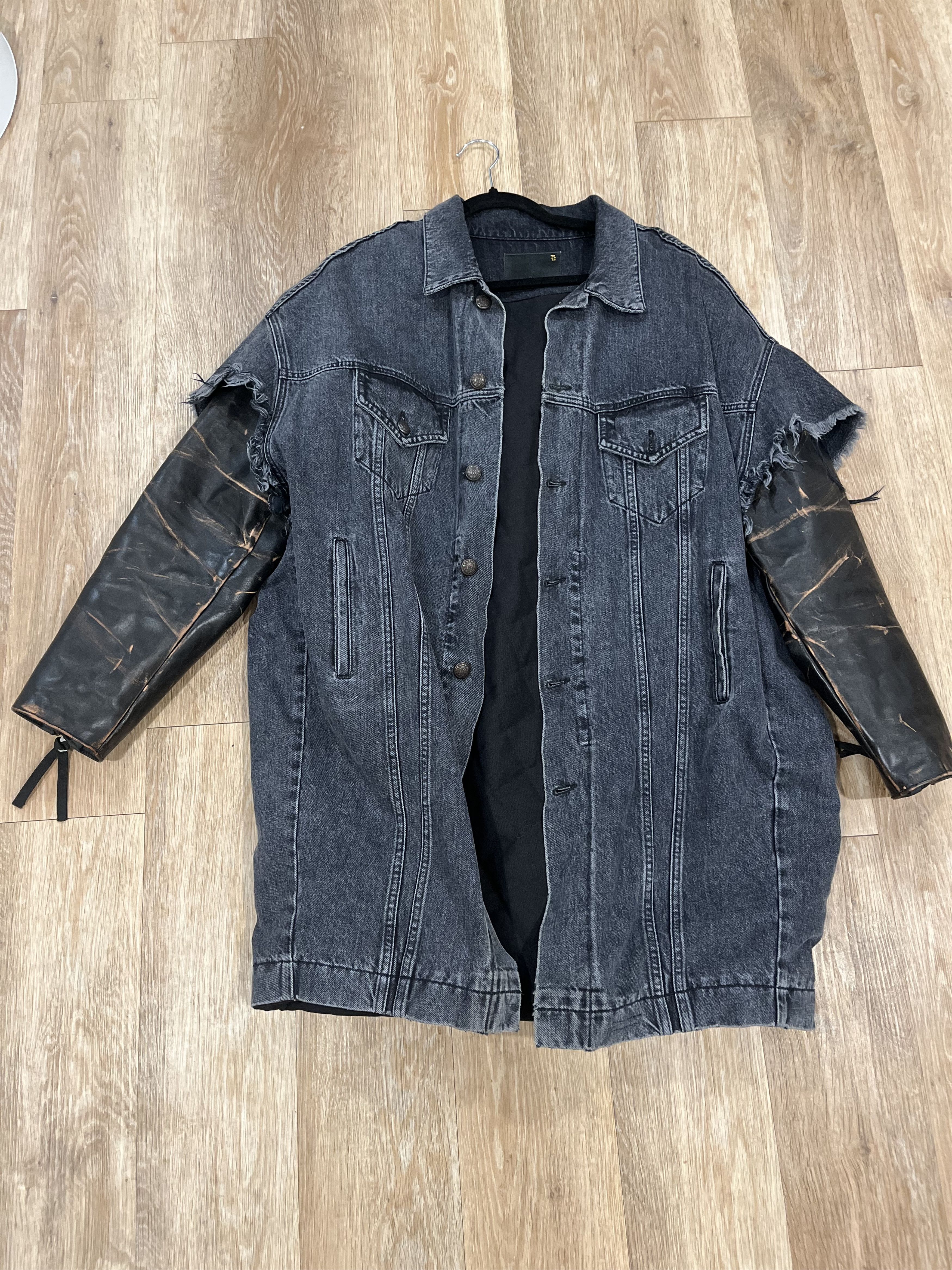 R13 R13 leather sleeves denim long coat Size US M / EU 48-50 / 2 - 1 Thumbnail
