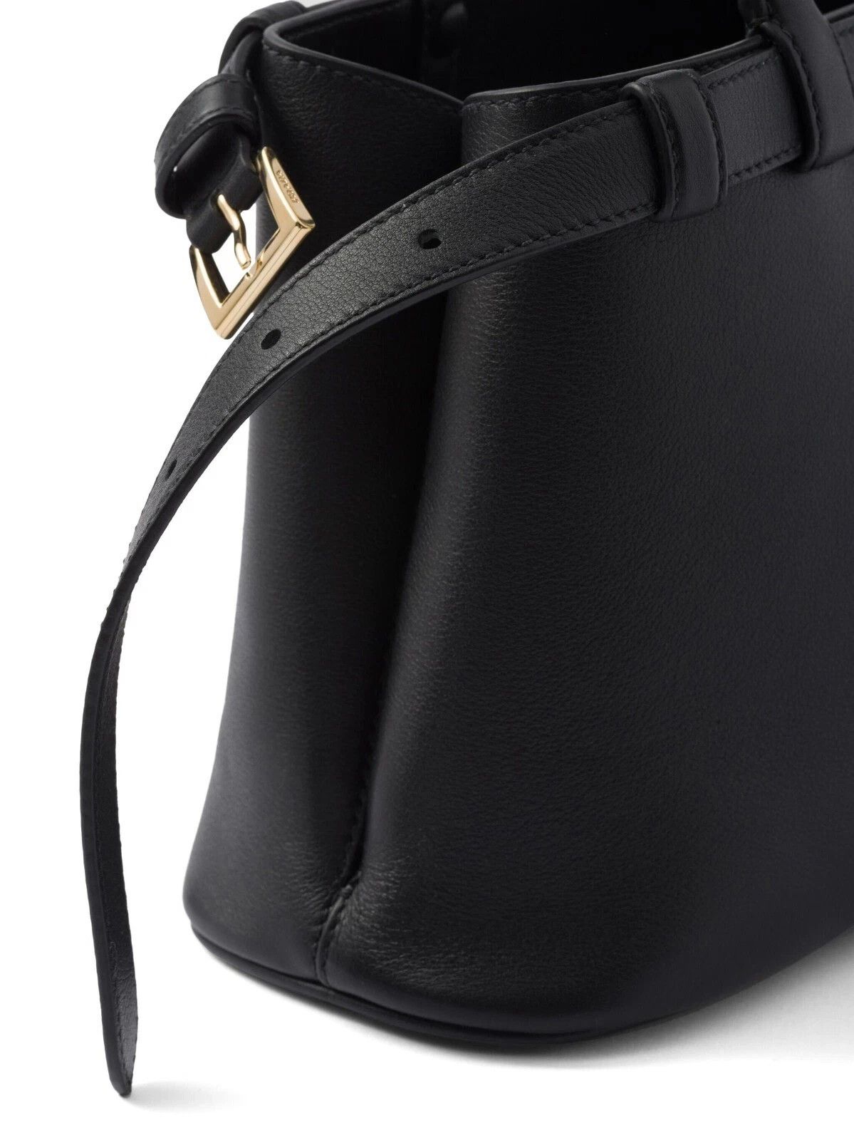 Prada PRADA Buckle Small Black Leather Double Belted Handbag New Size ONE SIZE - 4 Thumbnail