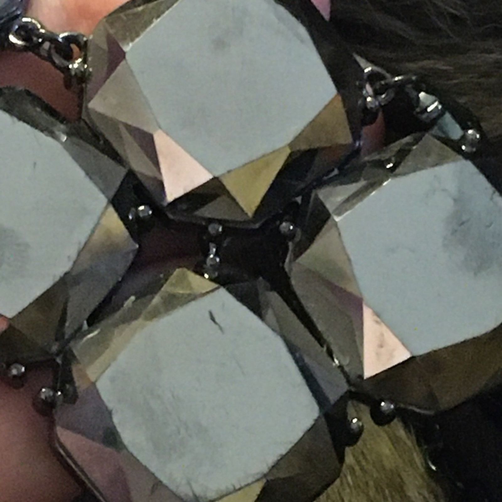 Jewelry Dark chrome tone faceted glass statement necklace Size ONE SIZE - 8 Thumbnail