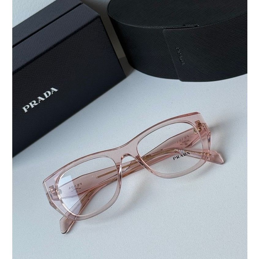 Prada NEW Prada PR A18V Eyeglasses Frames in Transparent Pink Size ONE SIZE - 1 Thumbnail