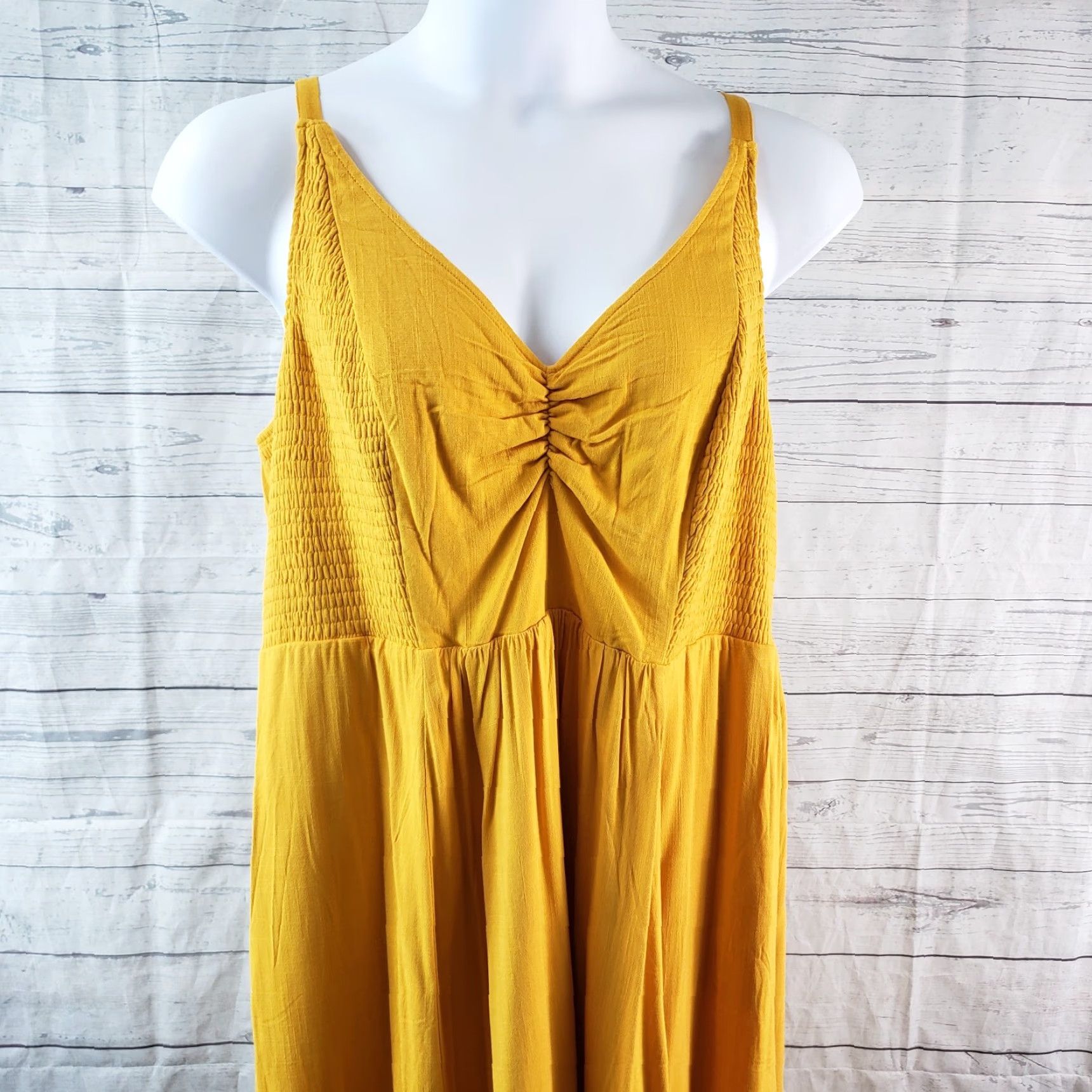 Torrid Torrid Womens Midi Lenny Smocked Bodice Dress Sz 4 Mustard Yellow Rayon Size XXL / US 16-18 / IT 52-54 - 2 Thumbnail