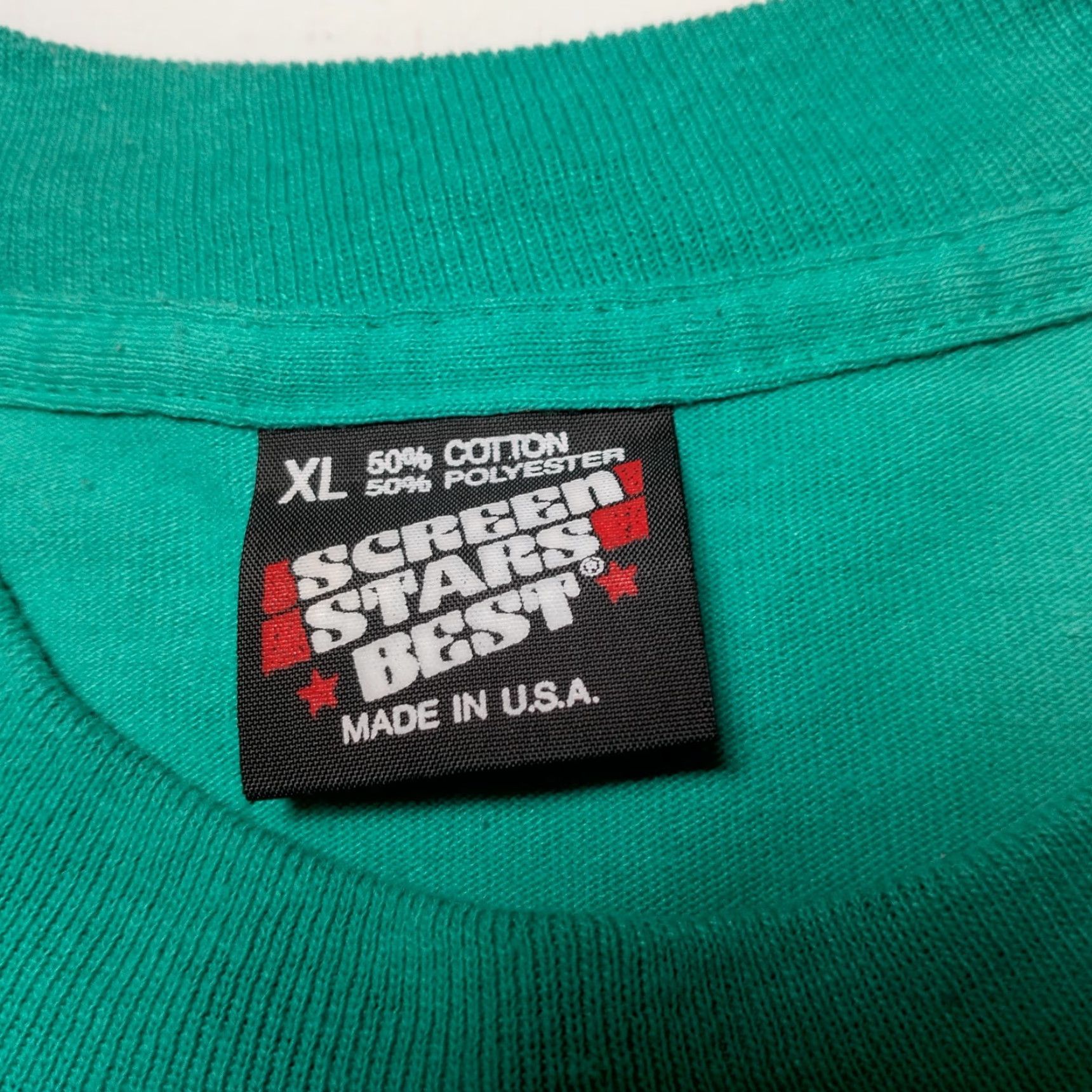 Vintage VINTAGE Screen Stars Best Crop Top Shirt XL Turquoise Bleach Dye Dancer Casual Crew Neck Short Sleeve Women Size XL / US 12-14 / IT 48-50 - 4 Thumbnail