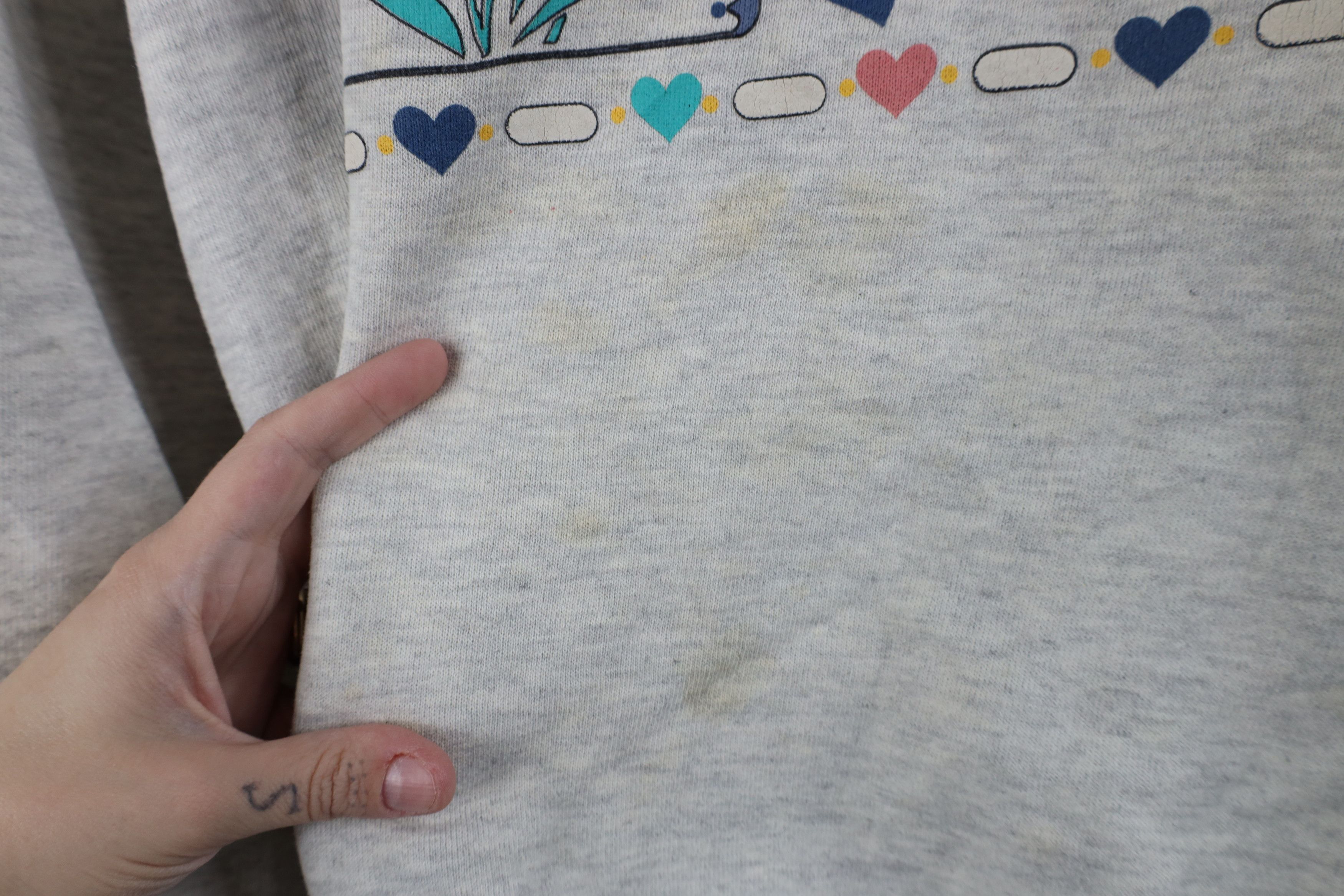 Vintage Vintage 90s Streetwear Heart Flower Sweatshirt Gray USA Size XL / US 12-14 / IT 48-50 - 5 Thumbnail
