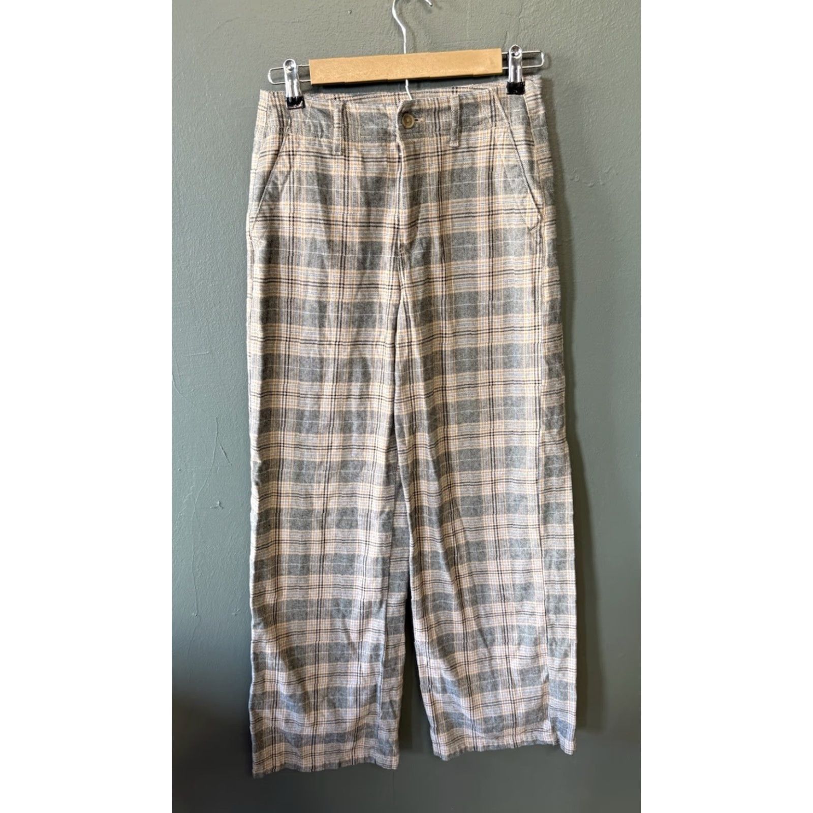 American Eagle Outfitters VINTAGE American Eagle Outfitters Womens Brown Plaid Super High Rise Baggy Wide-Leg Pants Size 0 Size 25" / US 0 / IT 36 - 2 Thumbnail