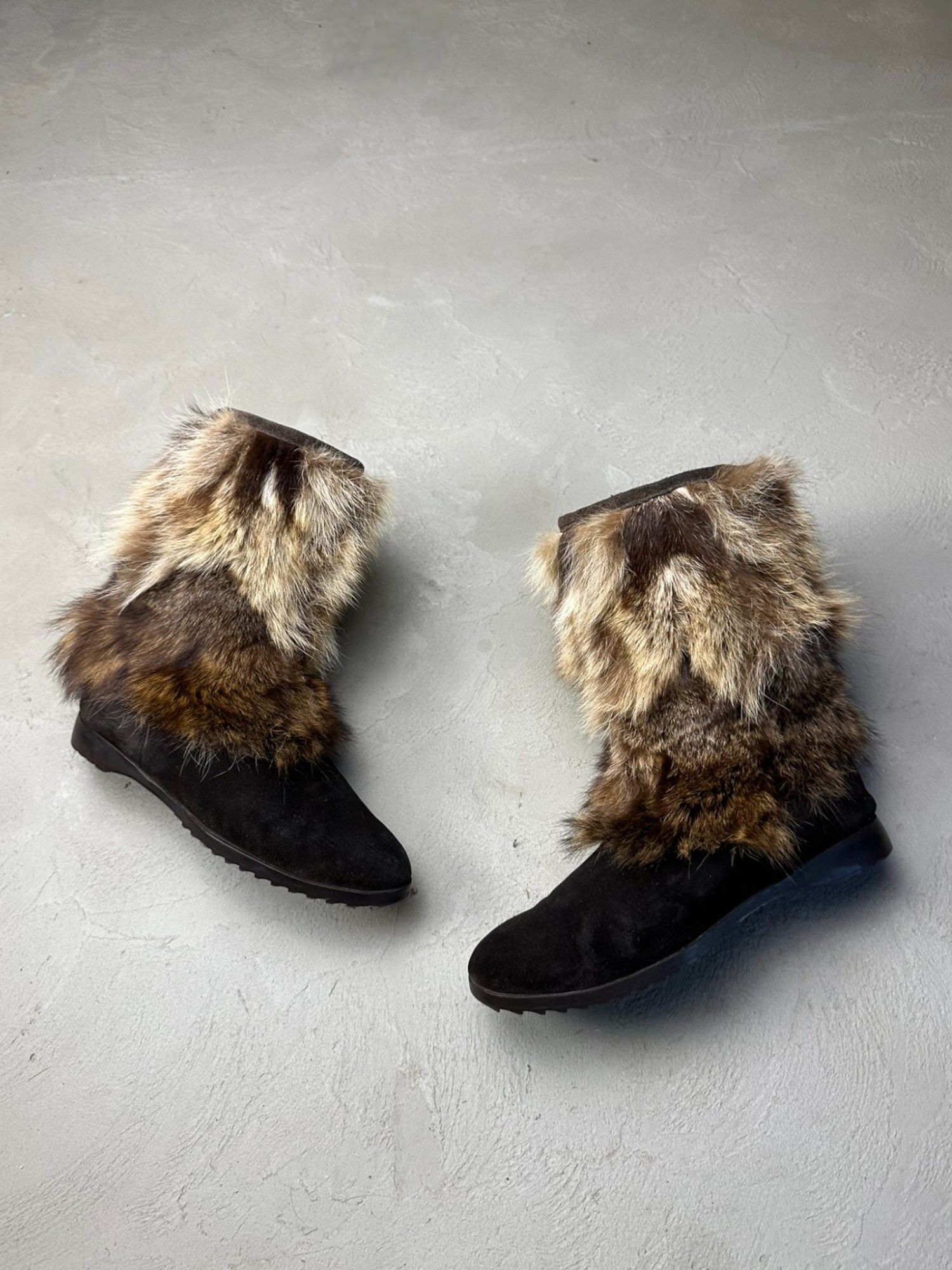 Japanese Brand Vintage Y2k Real Fur Suede Leather Boots Size US 7.5 / IT 37.5 - 1 Thumbnail