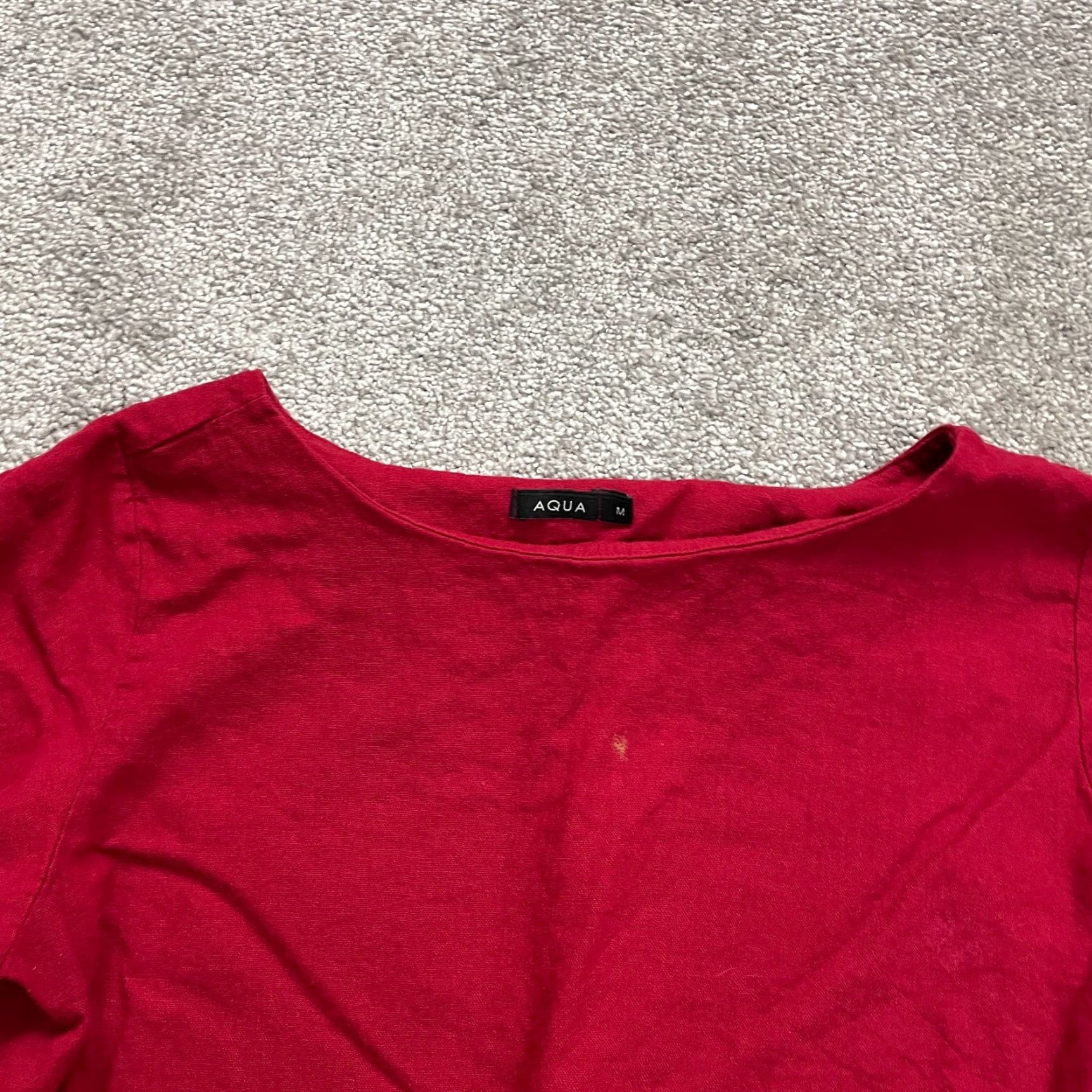 AQUA Aqua Blouse Shirt Womens M Red Short Sleeve Casual Knit Viscose Logo Classic Designer Size M / US 6-8 / IT 42-44 - 3 Thumbnail