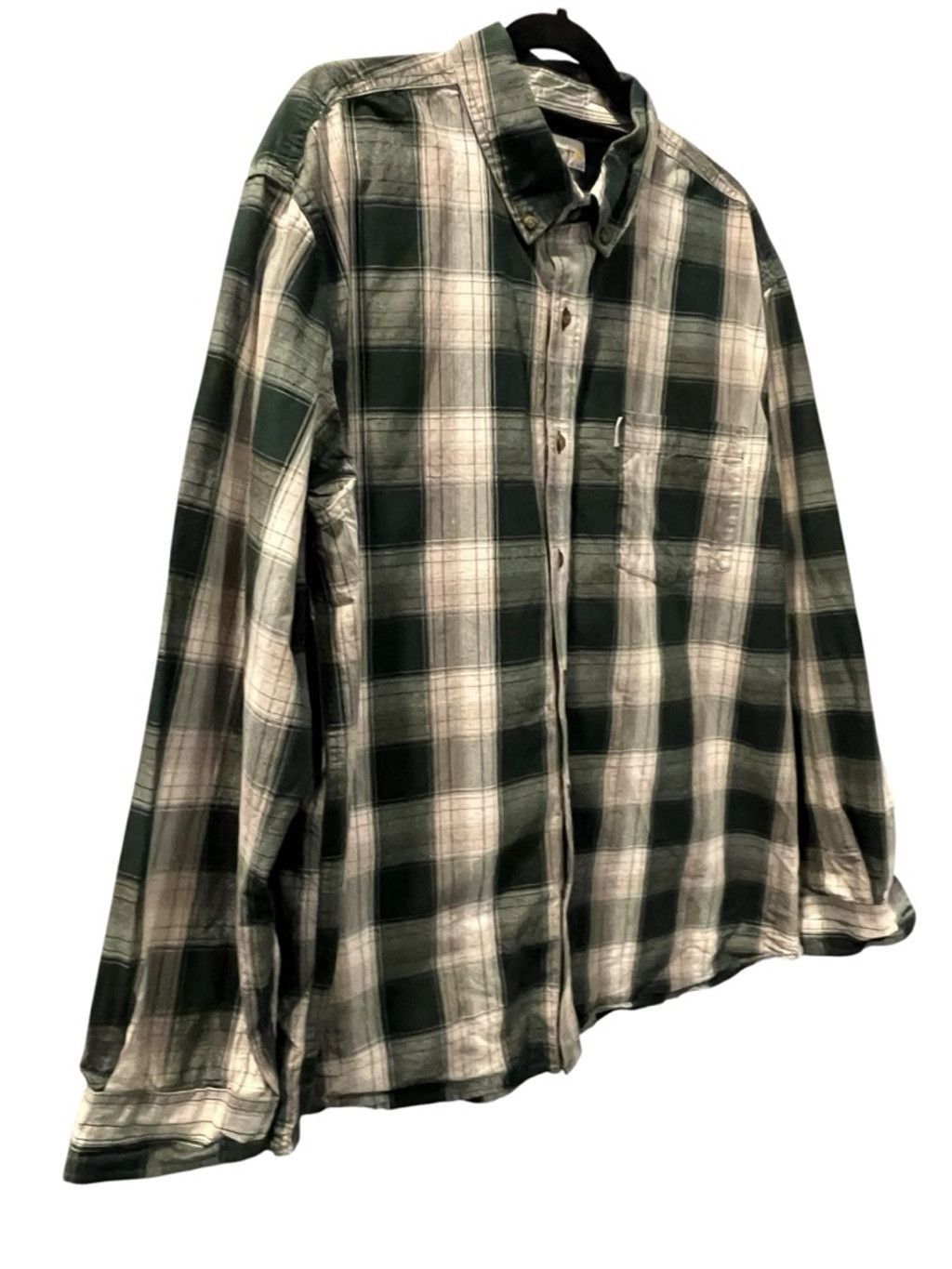 Carhartt Carhartt Relaxed Fit XL Green Gray Plaid Button Down Shirt Size US XL / EU 56 / 4 - 4 Thumbnail