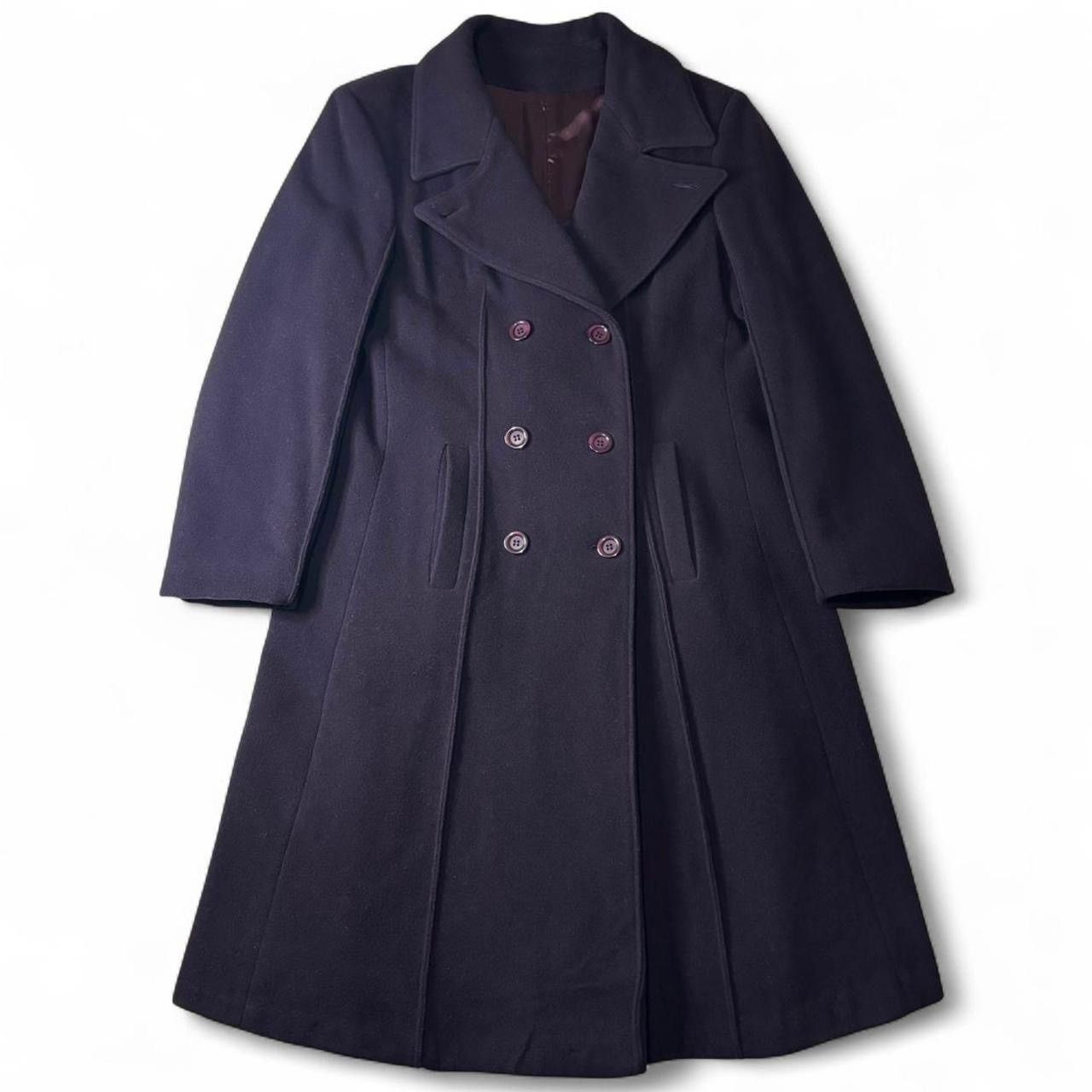 Vintage Deep Purple 100% Pure Virgin Wool Long Coat Jacket