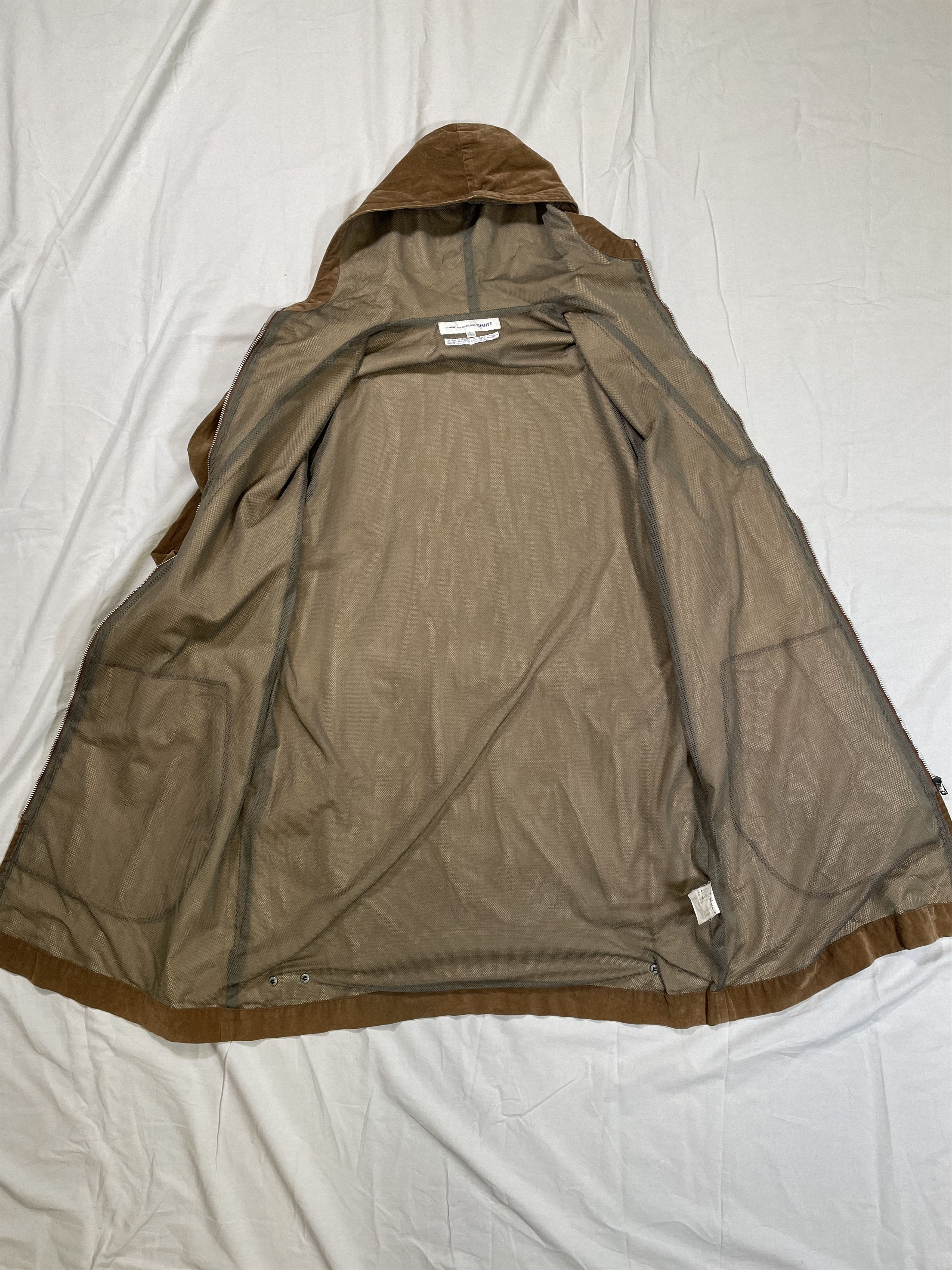 Comme des Garcons SHIRT × Vintage VTG 1995 Comme Des Garcons Shirt Suede Hooded Parka Jacket Size US L / EU 52-54 / 3 - 4 Thumbnail