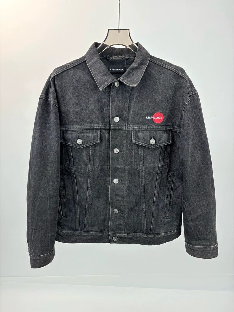 Balenciaga Embroidered Logo Denim Jacket - dmc