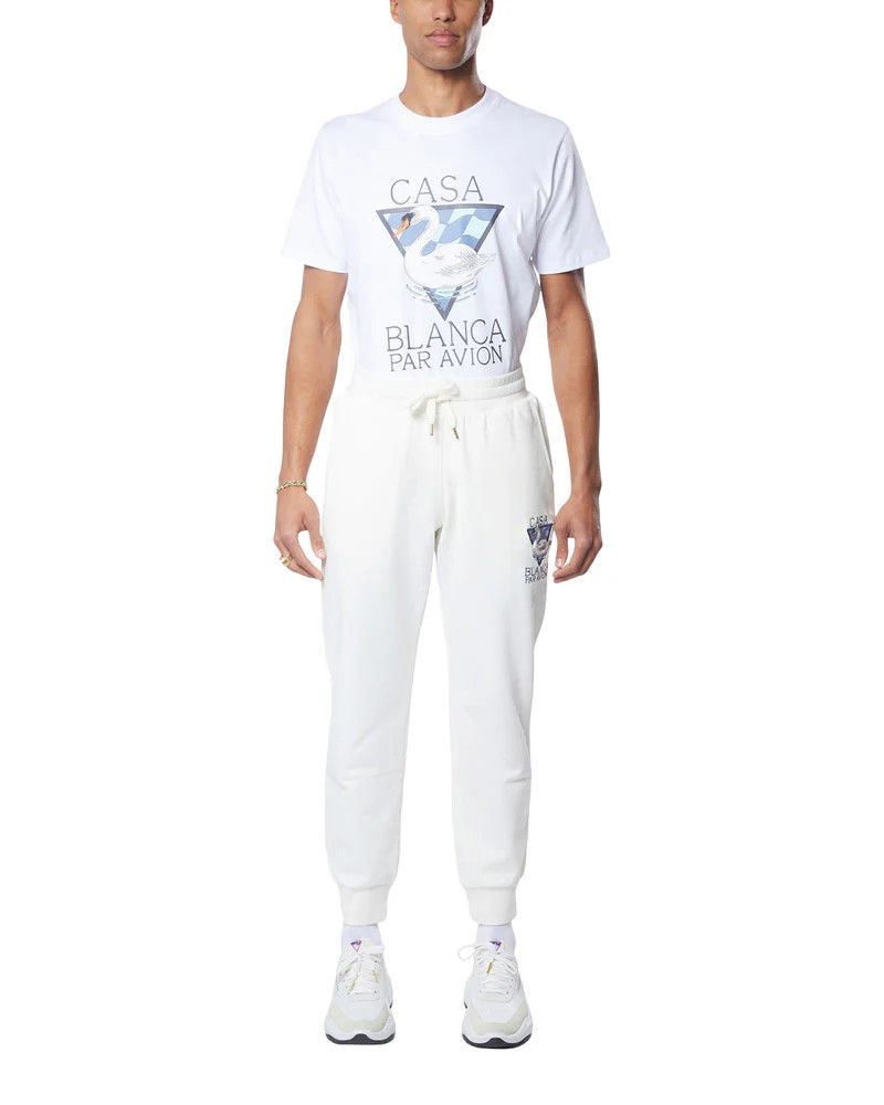Casablanca Blue Embroidered Par Avion Swan Triangle Logo Sweatpants Size 30" / US 8 / IT 44 - 2 Thumbnail
