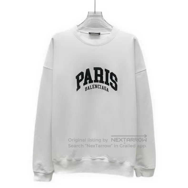 Balenciaga Balenciaga White Logo Letter Embroidered Cotton Round Neck Size US S / EU 44-46 / 1 - 1 Thumbnail