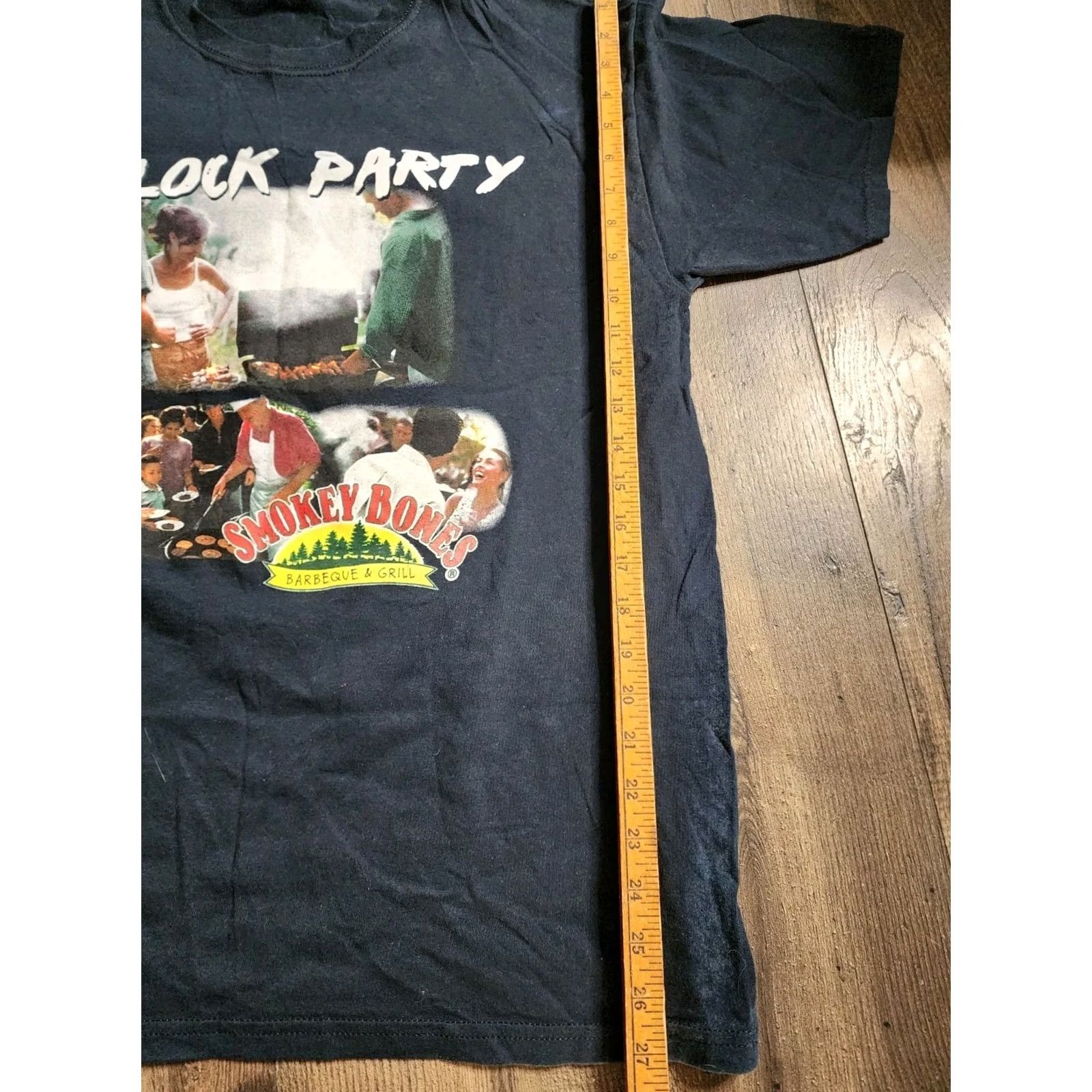 Gildan Mens L Smokey Bones College Gameday Block Party T Shirt Double Sided Distressed Black Cotton Gildan Crew Neck Short Sleeve Mens Size US L / EU 52-54 / 3 - 3 Thumbnail