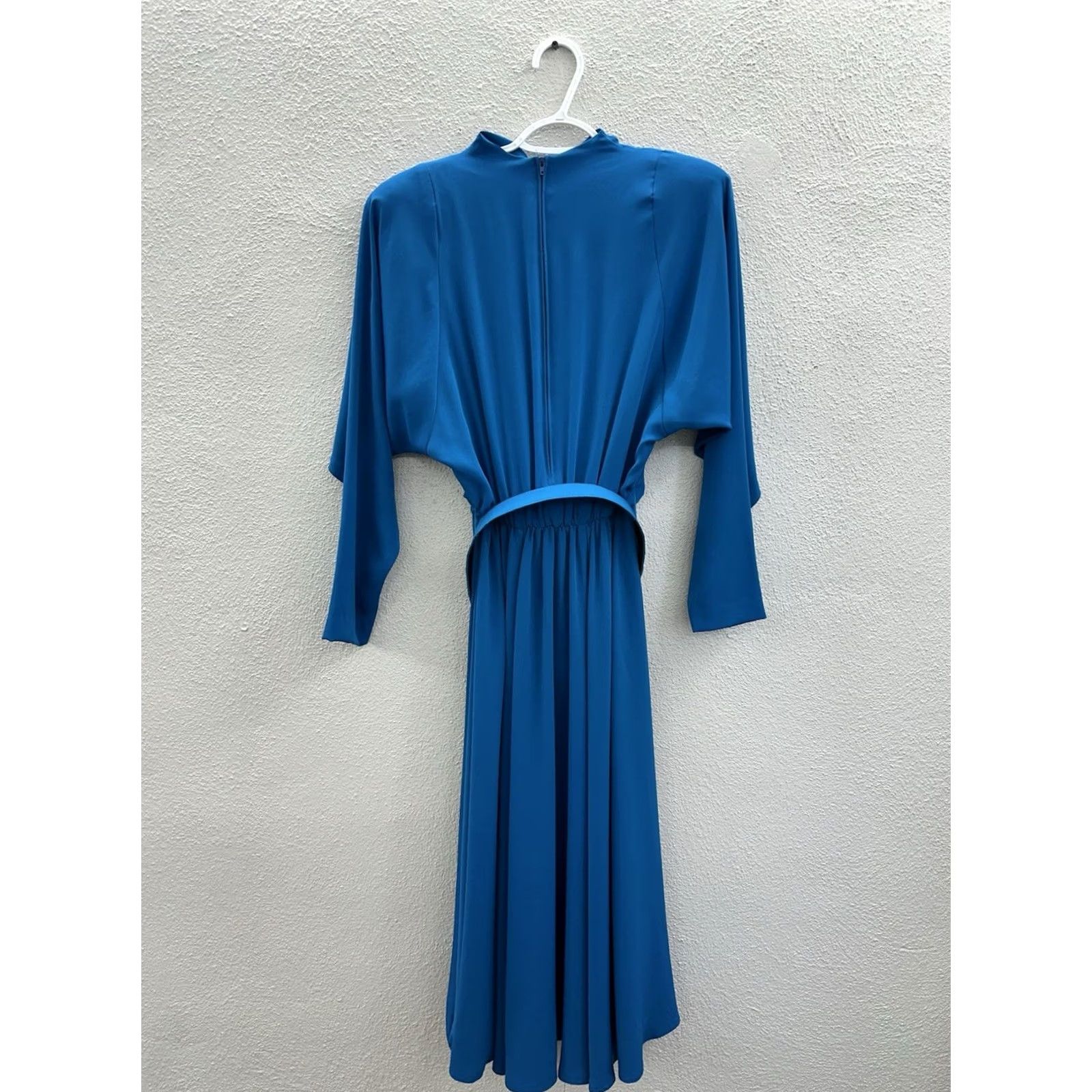 Vintage Willi of California Dress Blue VTG Belted Mock Neck Long Sleeve 6 Womens Vintage 80s 90s Spring Summer Fall Size M / US 6-8 / IT 42-44 - 7 Thumbnail
