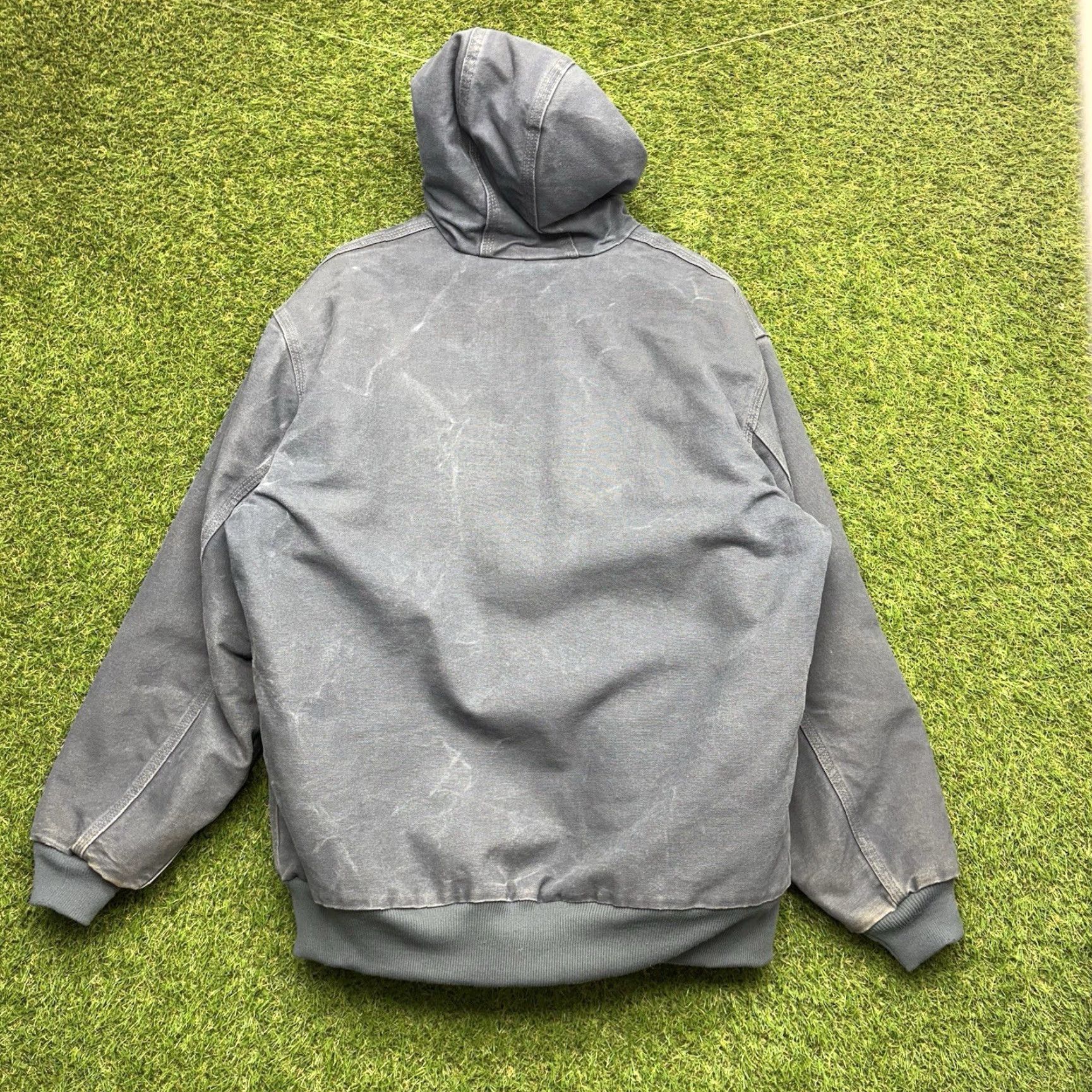 Carhartt VINTAGE Carhartt Jacket Womens XL Hooded Blue Faded Canvas Workwear Bomber Jacket Womens XL Blue Carhartt STM 1990 Size XL / US 12-14 / IT 48-50 - 2 Thumbnail