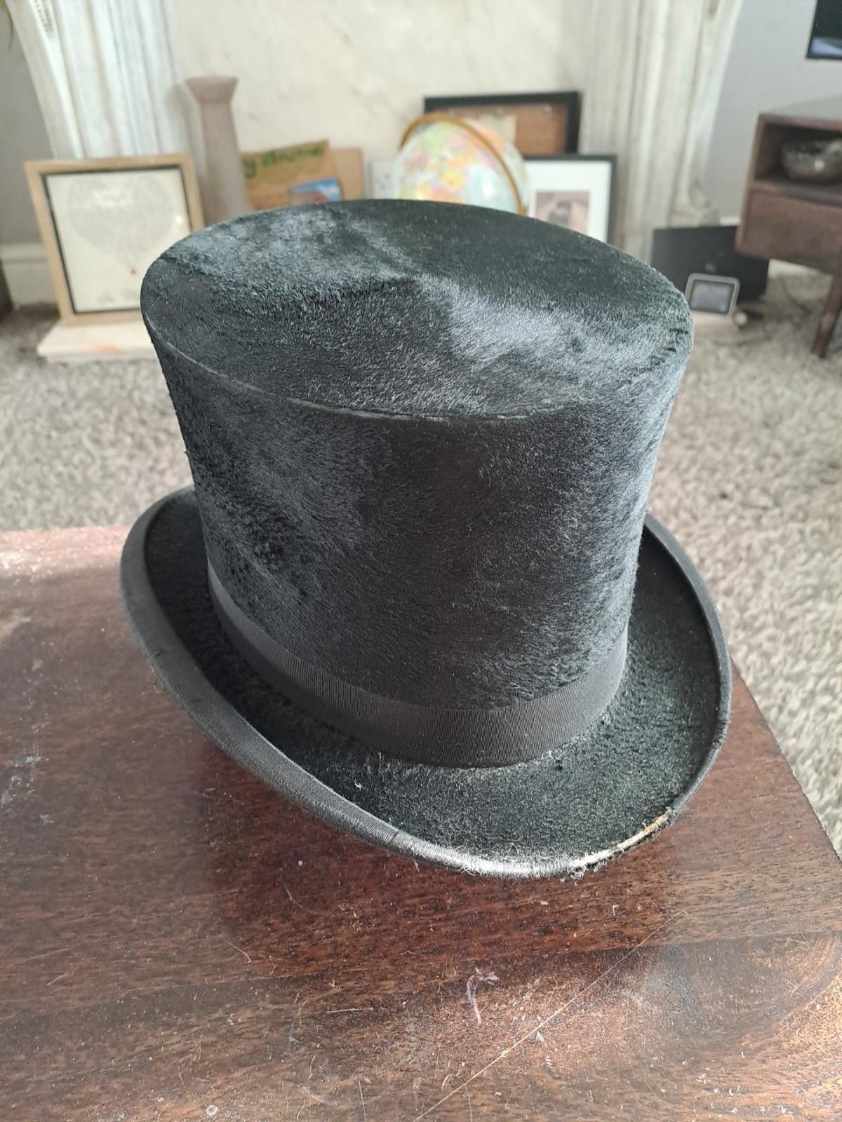 Handmade Men’s Edwardian Victorian 1900s Black Top Hat Vintage 57cm Size ONE SIZE - 1 Thumbnail