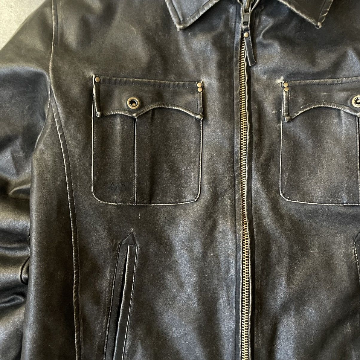Vintage Vintage Trashed Punk Faux Leather Sunfaded Distressed Jacket Size US L / EU 52-54 / 3 - 4 Thumbnail