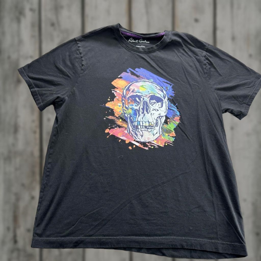Robert Graham Robert Graham Shirt Mens 2XLT Black Skull Graphic Tee Big Tall Cotton Art Size US XXL / EU 58 / 5 - 1 Thumbnail
