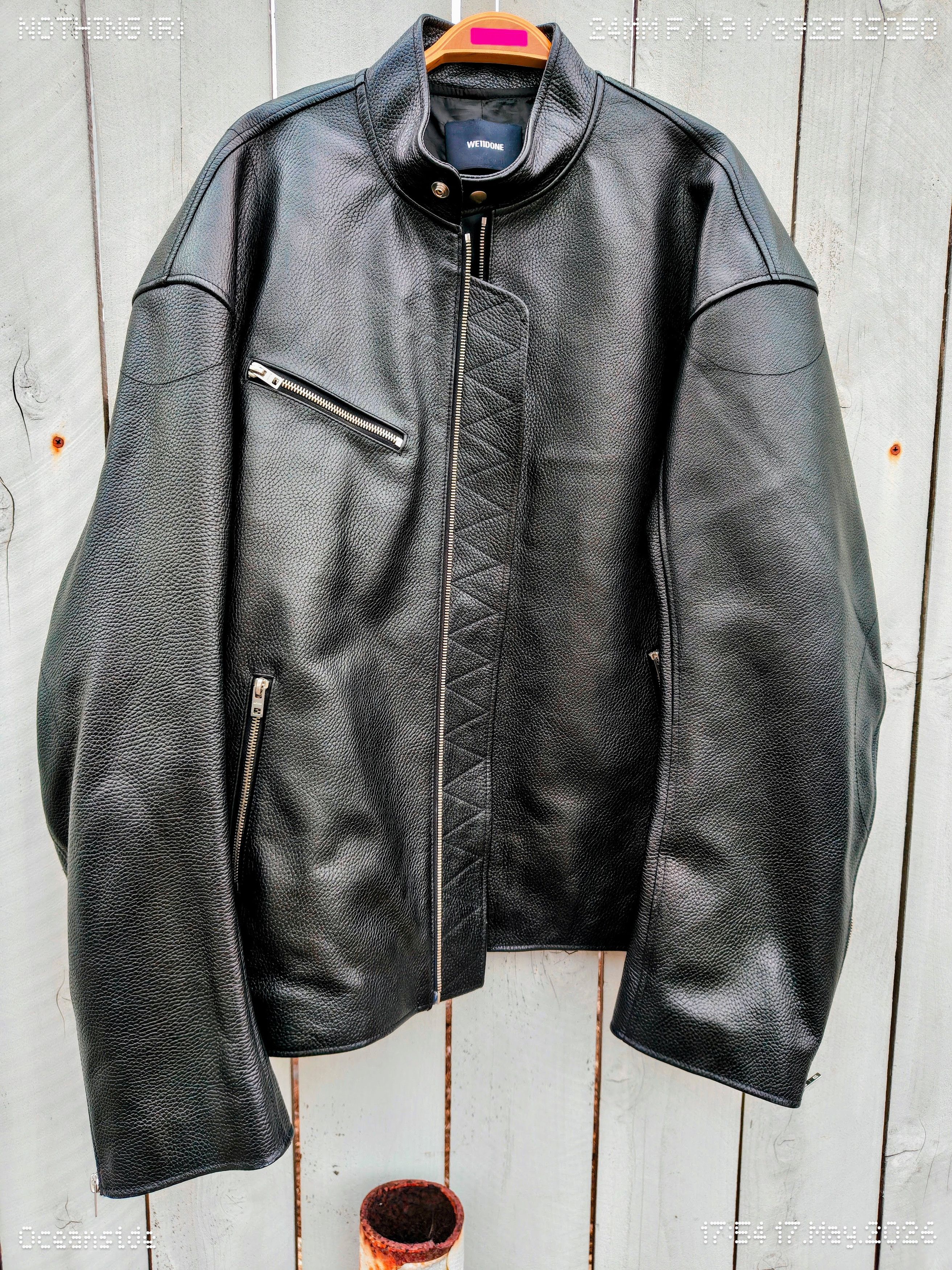 WE11DONE Moto Pebbled Leather Oversized Size US XL / EU 56 / 4 - 5 Thumbnail