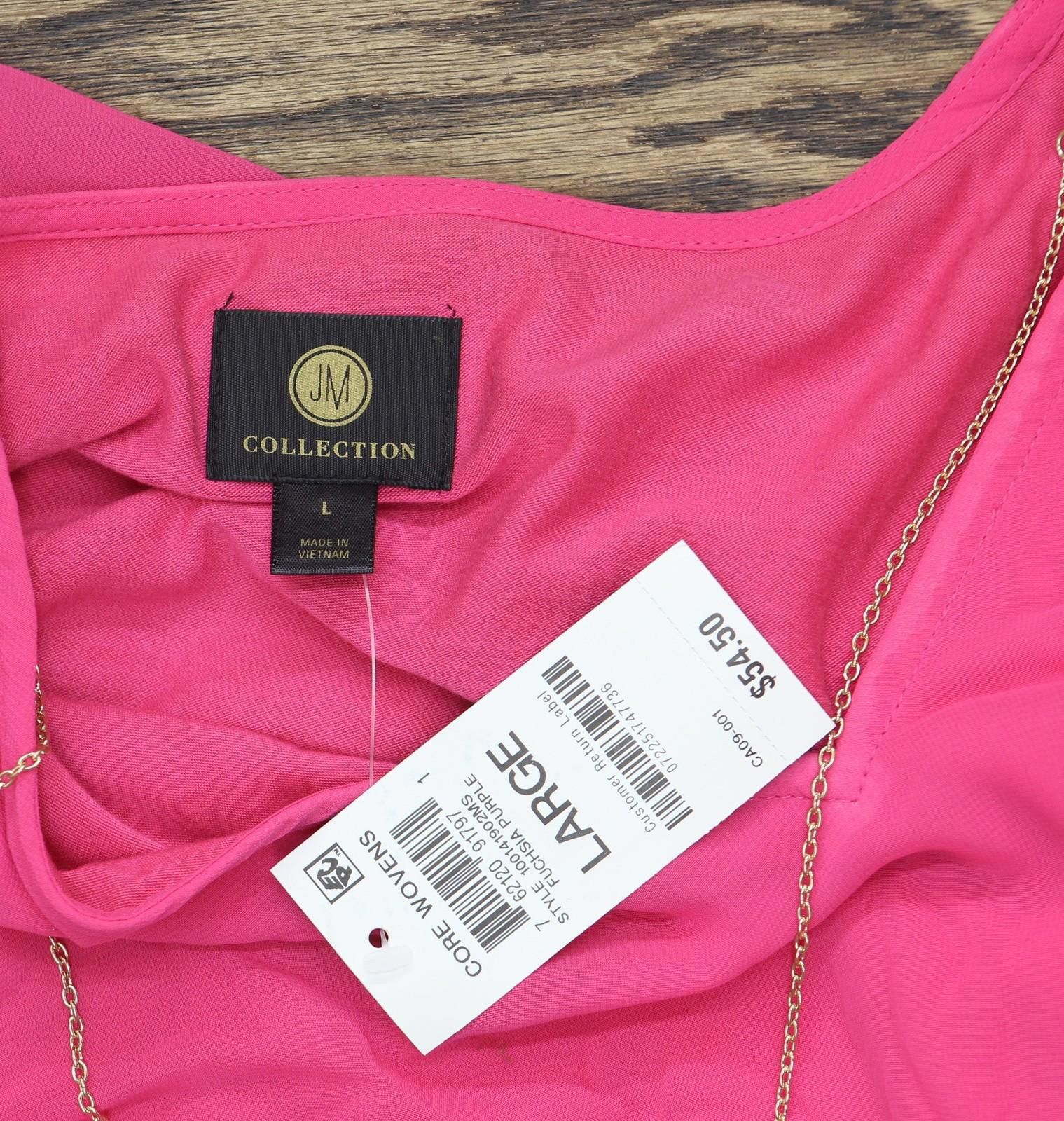 Other Jm Collection Woven Blouse With Necklace Top Fuchsia Pink L Size L / US 10 / IT 46 - 3 Thumbnail