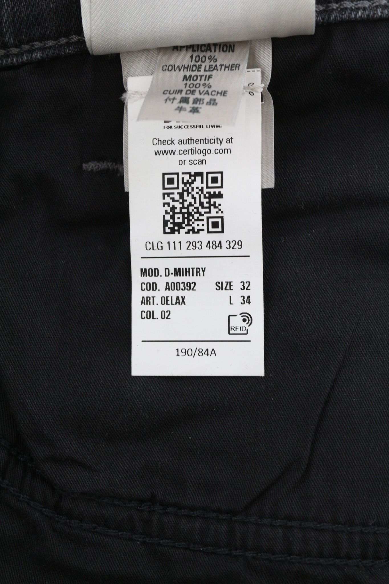 Diesel D-MIHTRY 0ELAX W32/L34 Straight Black Logo Jeans 40189 Size US 32 / EU 48 - 12 Thumbnail