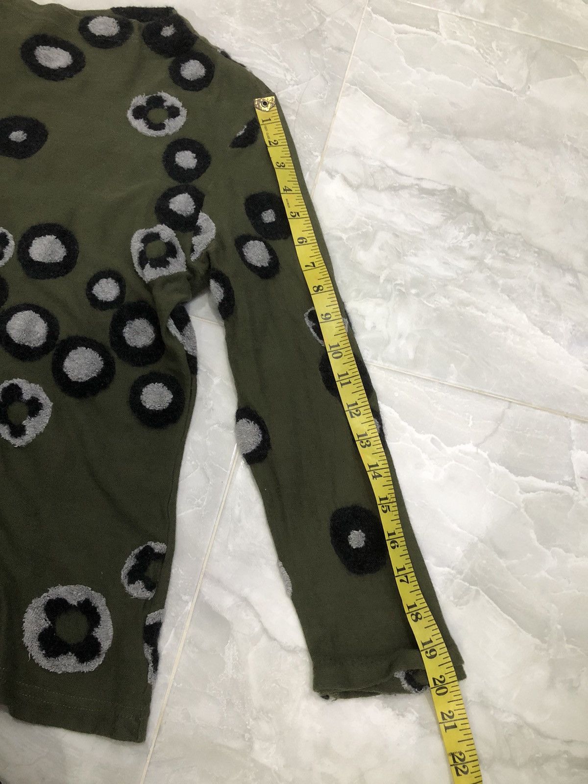 Japanese Brand En Cloche Olive Circle Pattern Long Sleeve Top Size S / US 4 / IT 40 - 15 Thumbnail