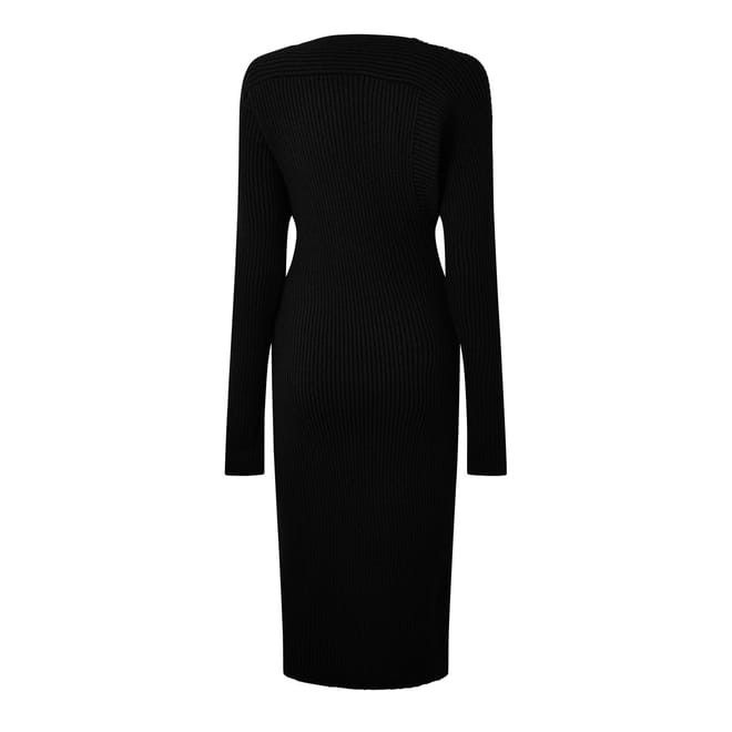 Bottega Veneta Bottega Veneta Asymmetric Midi Wrap Dress in Black Size L / US 10 / IT 46 - 2 Thumbnail