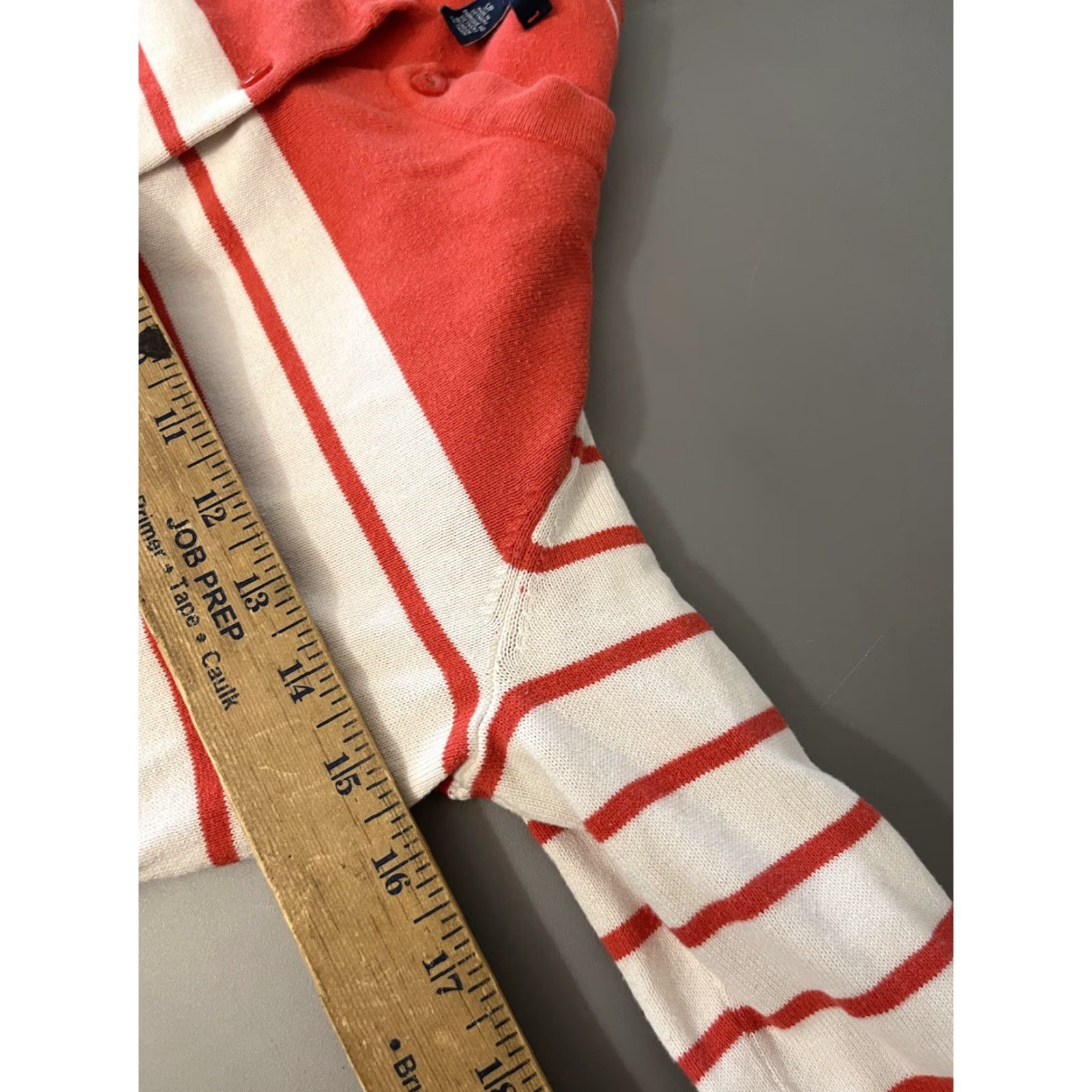 Tommy Hilfiger TOMMY HILFIGER 100% Pima Cotton Cardigan SWEATER Orange White Striped Small Wome Size S / US 4 / IT 40 - 5 Thumbnail