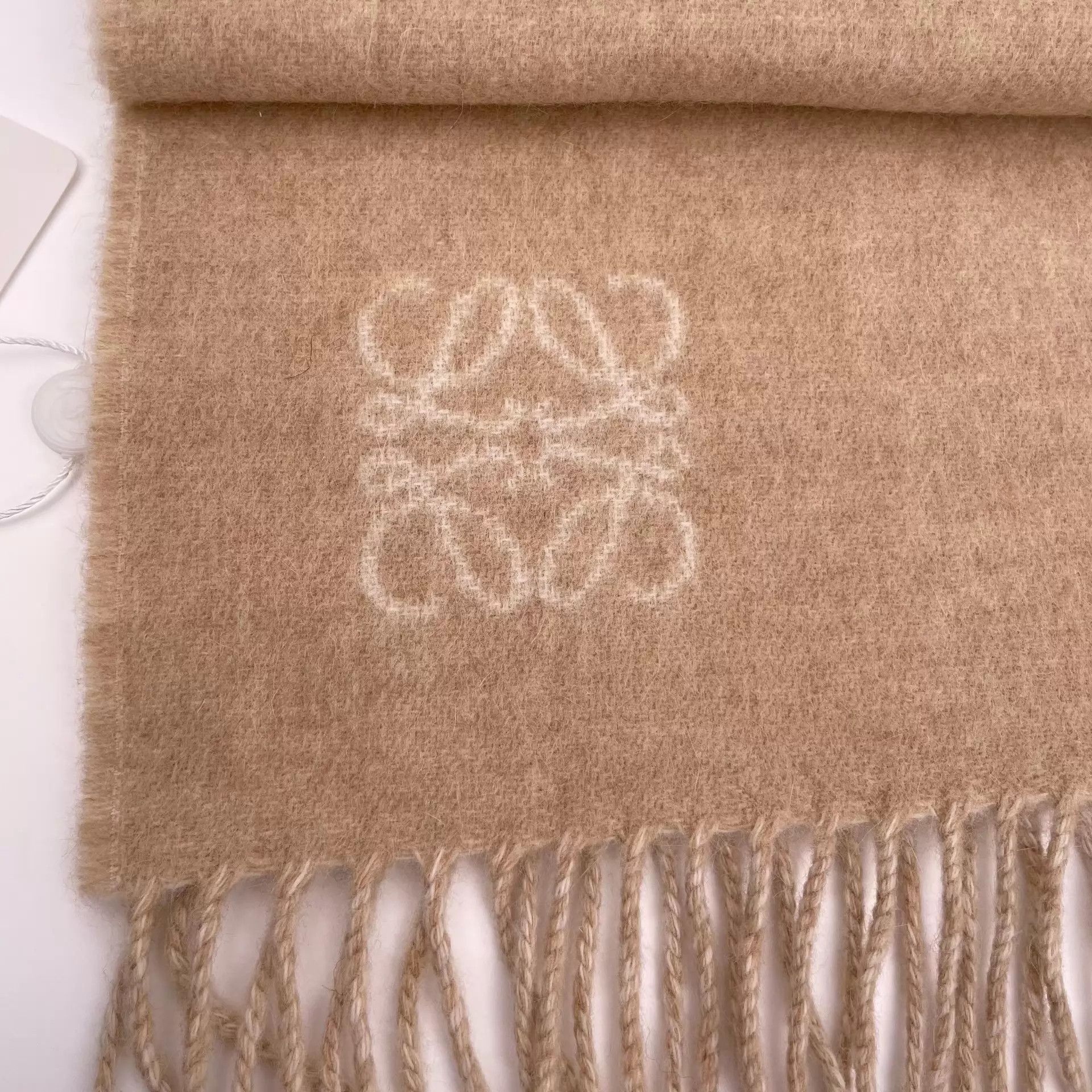 Loewe LOEWE Camel Cashmere Double-Faced Scarf 180x40cm Size ONE SIZE - 2 Thumbnail