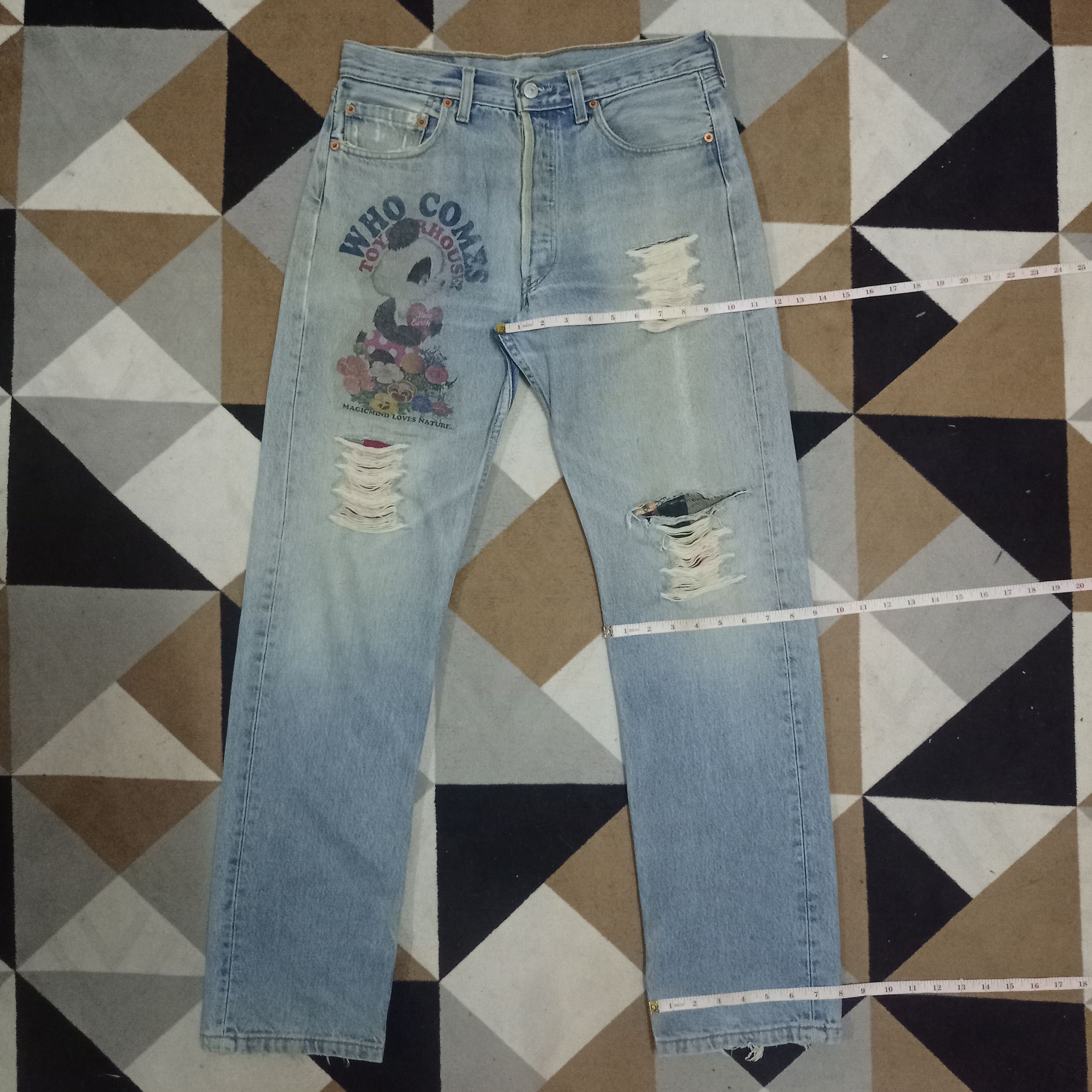 Levi's × Levi's Vintage Clothing UK Vintage 80s Levis 501 Graphic Print Style Loose Jeans Size US 31 - 13 Thumbnail