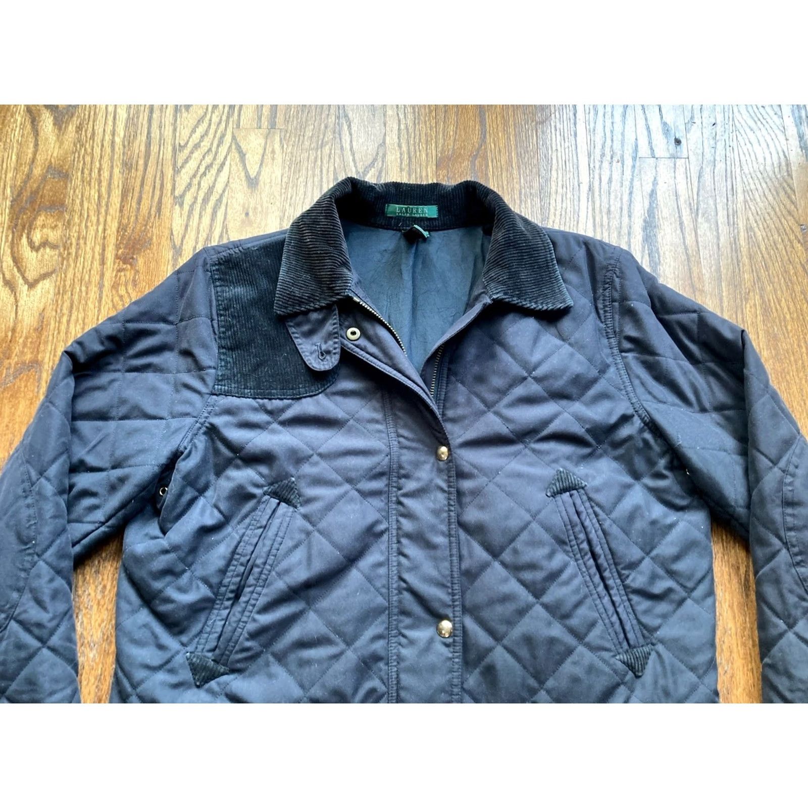 Ralph Lauren Lauren Ralph Lauren Jacket Womens Large Black Equestrian Quilted Corduroy Collar Size L / US 10 / IT 46 - 4 Thumbnail