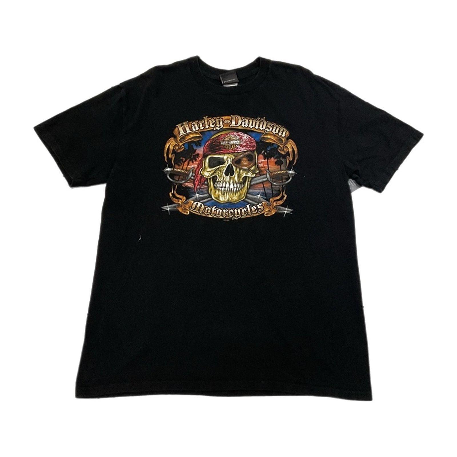 Harley Davidson 2000s Harley-Davidson Pirate Skull Graphic T-Shirt Size US XL / EU 56 / 4 - 1 Thumbnail