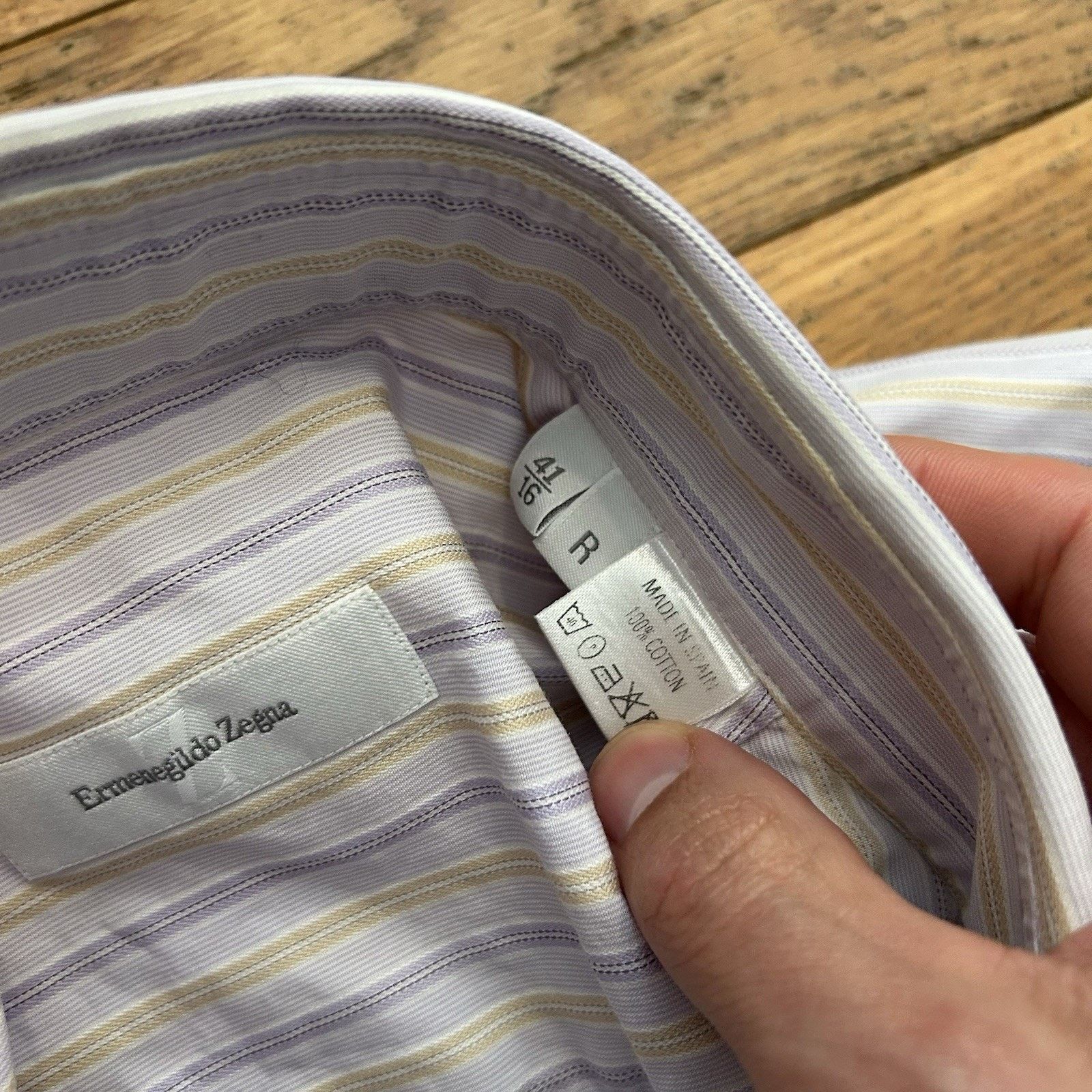 Ermenegildo Zegna Ermengildo Zegna Striped Tailored Button Up Shirt 41 16 Size US M / EU 48-50 / 2 - 3 Thumbnail
