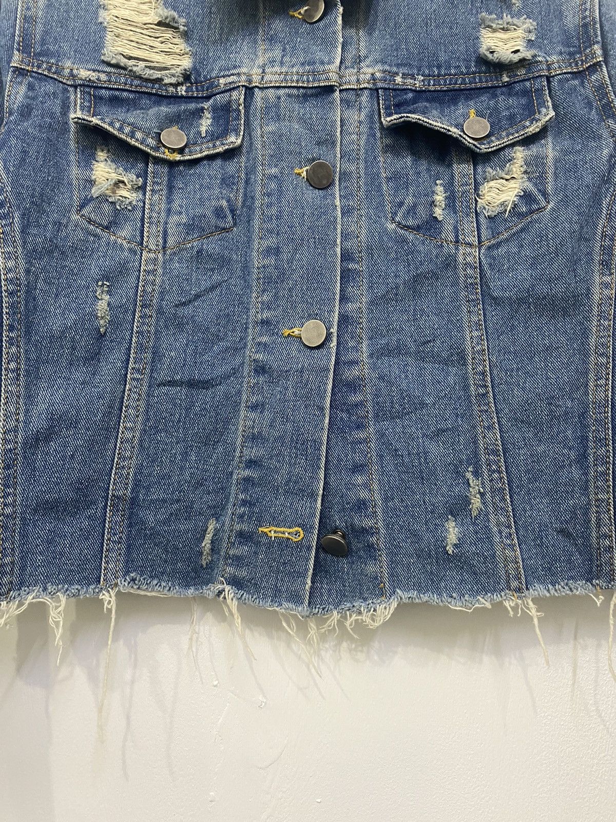 Japanese Brand × Vintage Button up denim rock punk distress crop tank design Size ONE SIZE - 5 Thumbnail