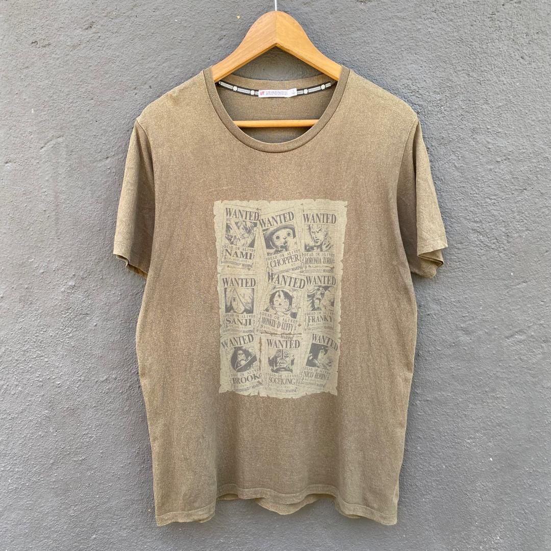 image of Anima x One Piece Thrashed Faded One Piece X Uniqlo Anime Tee in Black, Men's (Size Large)
