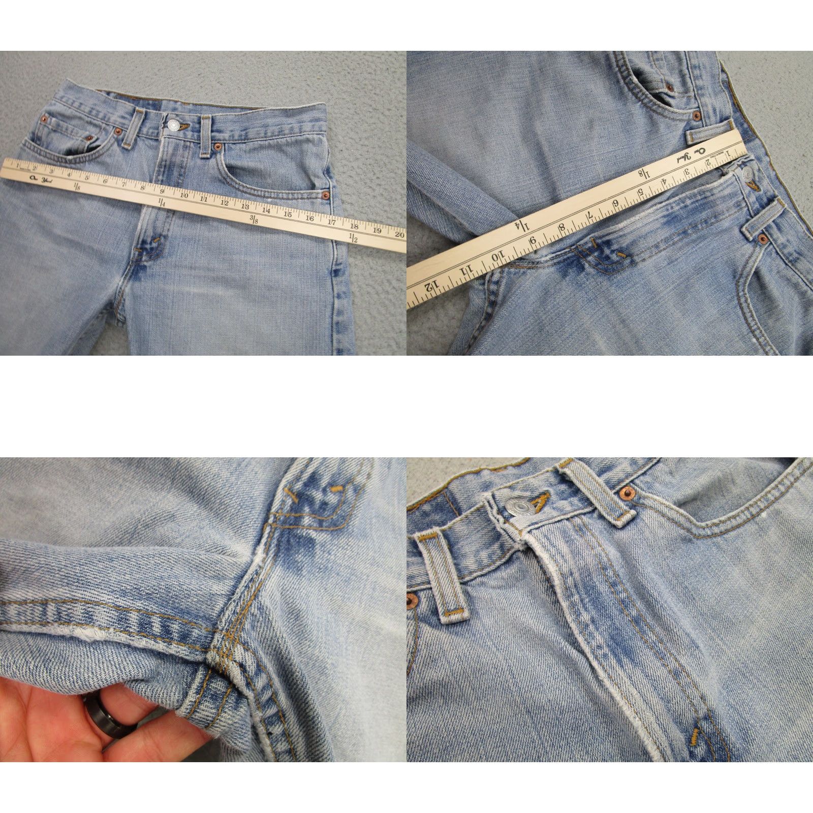Levi's VINTAGE Levis 505 Jeans Mens 31 Light Wash Button Fly Straight Leg Denim 90s Mens Jeans Size US 31 - 8 Thumbnail