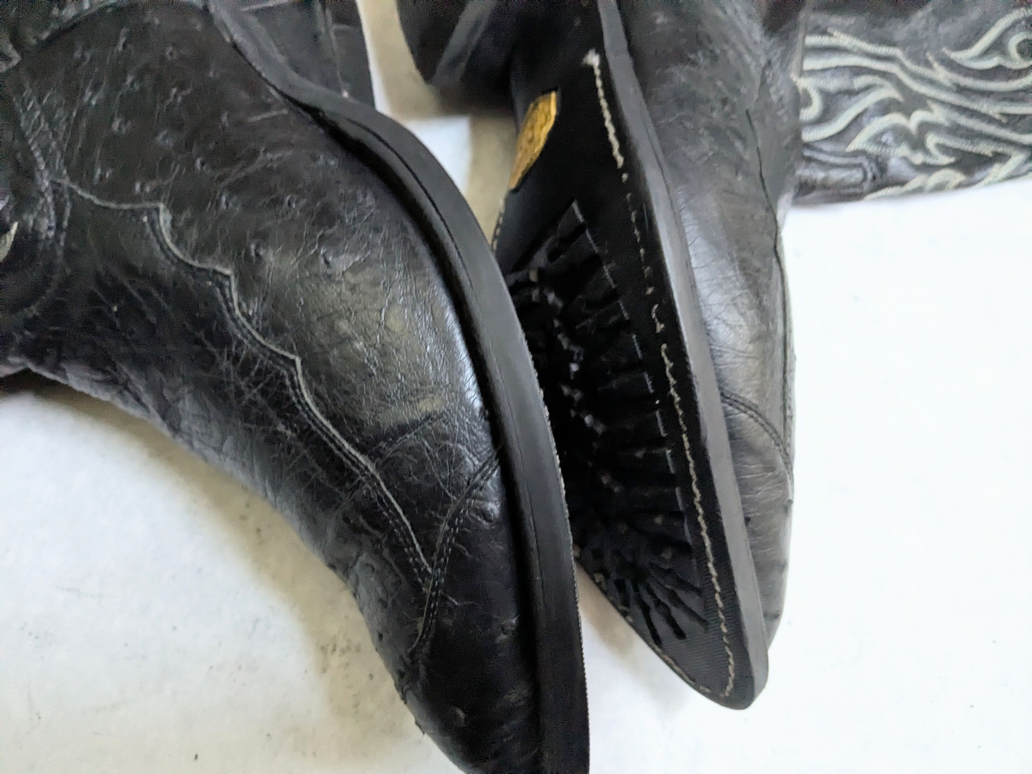 Tony Lama Tony Lama Cowboy Boots Ostrich Leather Black 9.5 D USA Size US 9.5 / EU 42-43 - 8 Thumbnail