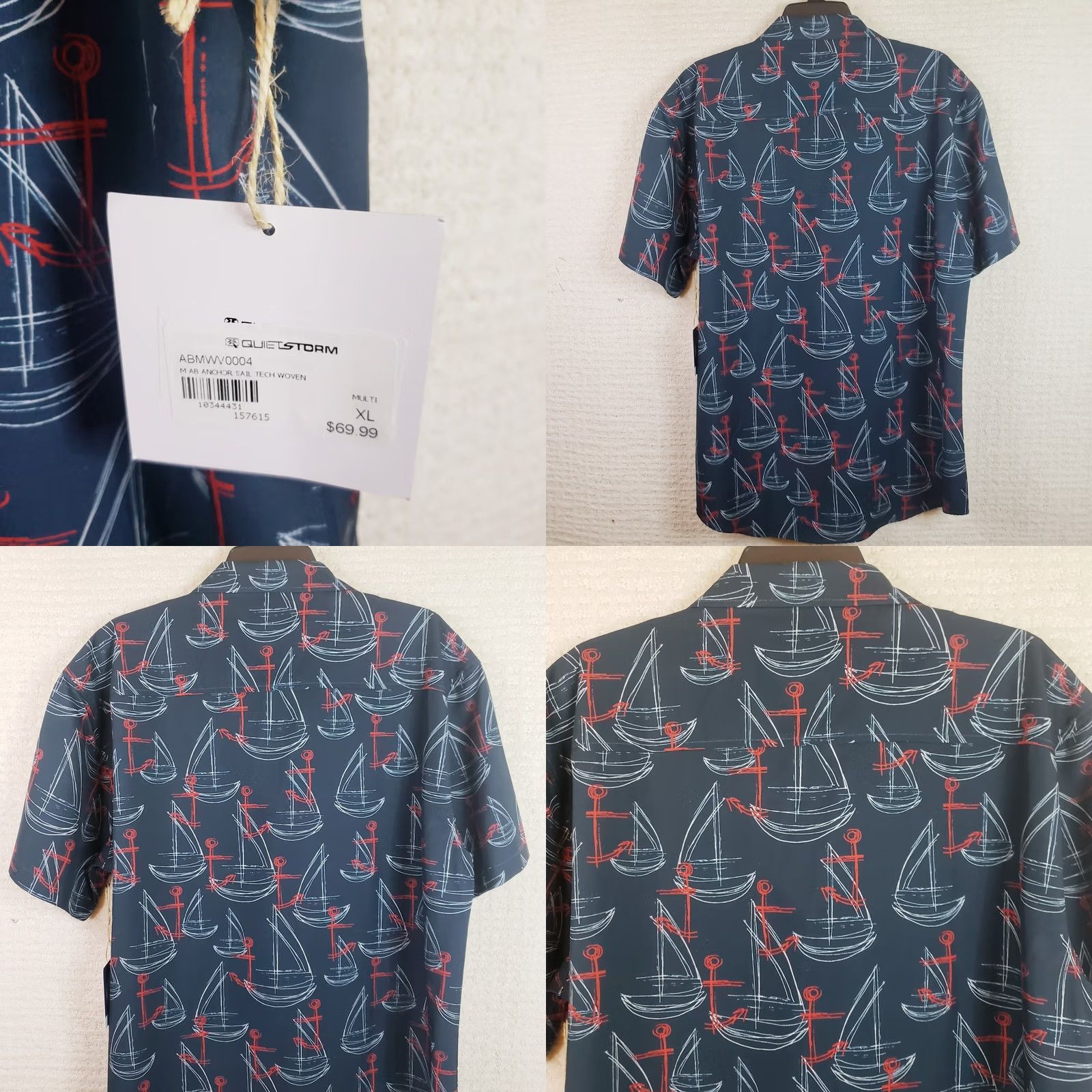 Vintage Anchor Boys Nautical Shirt Mens XL Blue Short Sleeve Casual Button Camp Hawaiian Size US XL / EU 56 / 4 - 8 Thumbnail