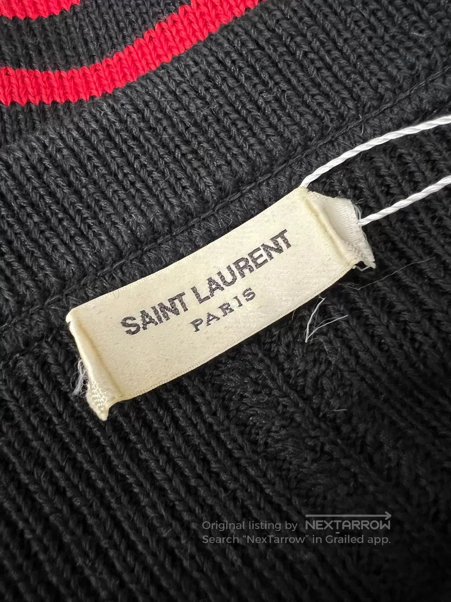 Saint Laurent Paris Saint Laurent Black Red Striped Shoulder Button Sweater. Size S / US 4 / IT 40 - 4 Thumbnail