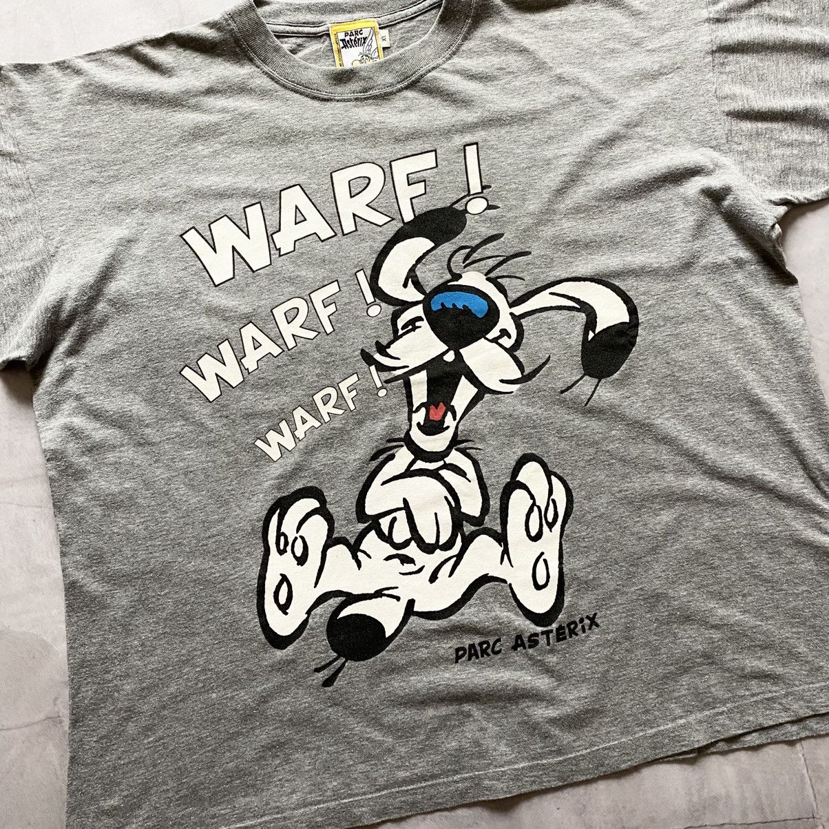 Anime × Vintage Rare 1995 Parc Asterix Dog “Warf!” Big Logo Cartoon T-shirt Size US XL / EU 56 / 4 - 2 Thumbnail