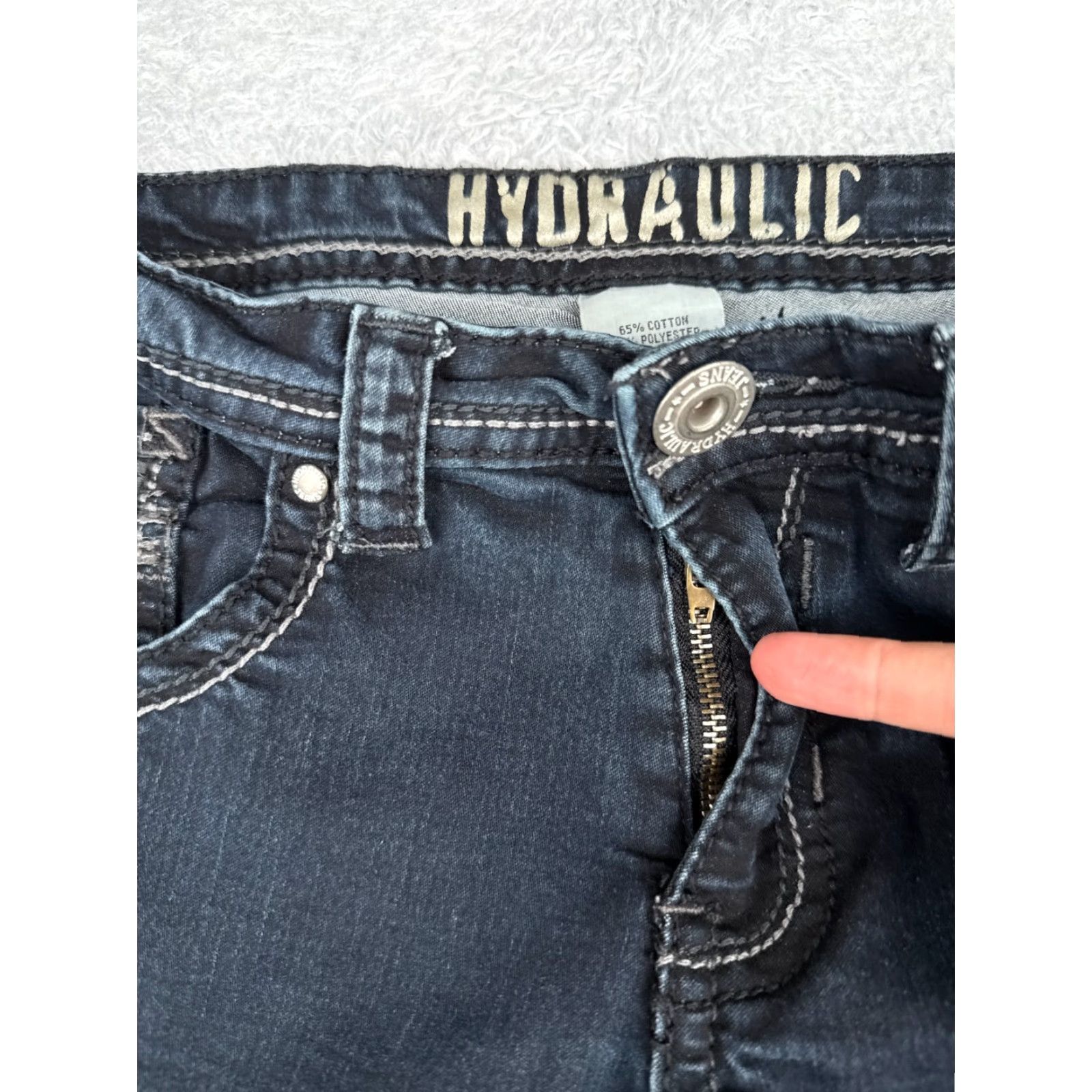 Vintage HYDRAULIC Women’s Capri Jeans 32 Blue Denim Mid Rise Dark Wash Cotton Blend 20 Inseam Regular Fit Size 24" / US 00 / IT 34 - 5 Thumbnail