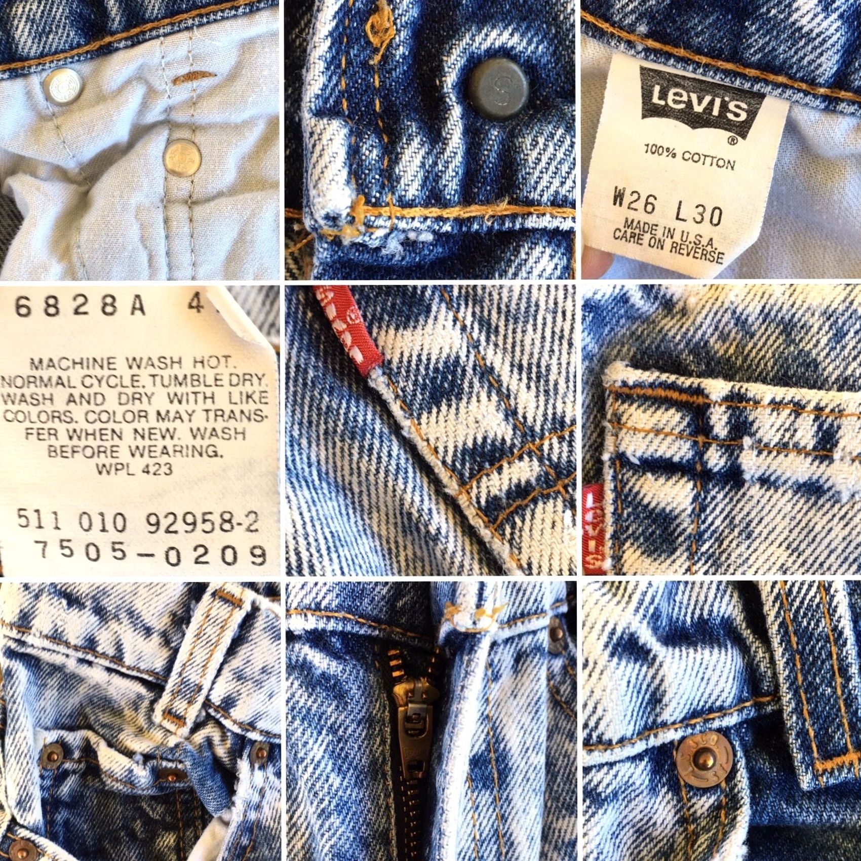 Levi's VINTAGE Levi's 505 Jeans Denim Blue Acid Wash High Waist Tapered Leg 25 in Waist 80s 90s Mens Womens Unisex Jeans Size 26" / US 2 / IT 38 - 4 Thumbnail